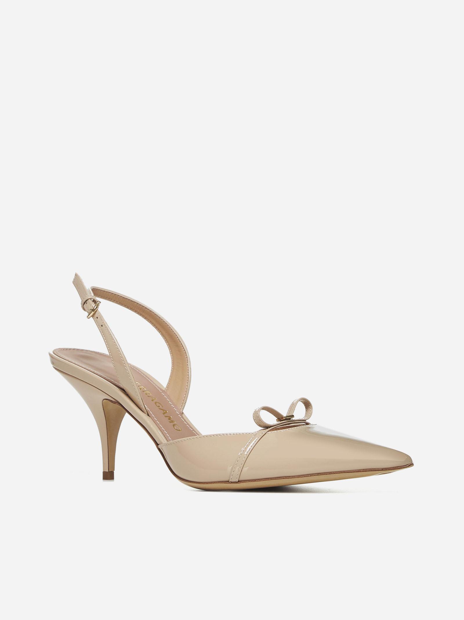 Ferragamo Gylla 70 Patent Leather Slingback Pumps In Neutral