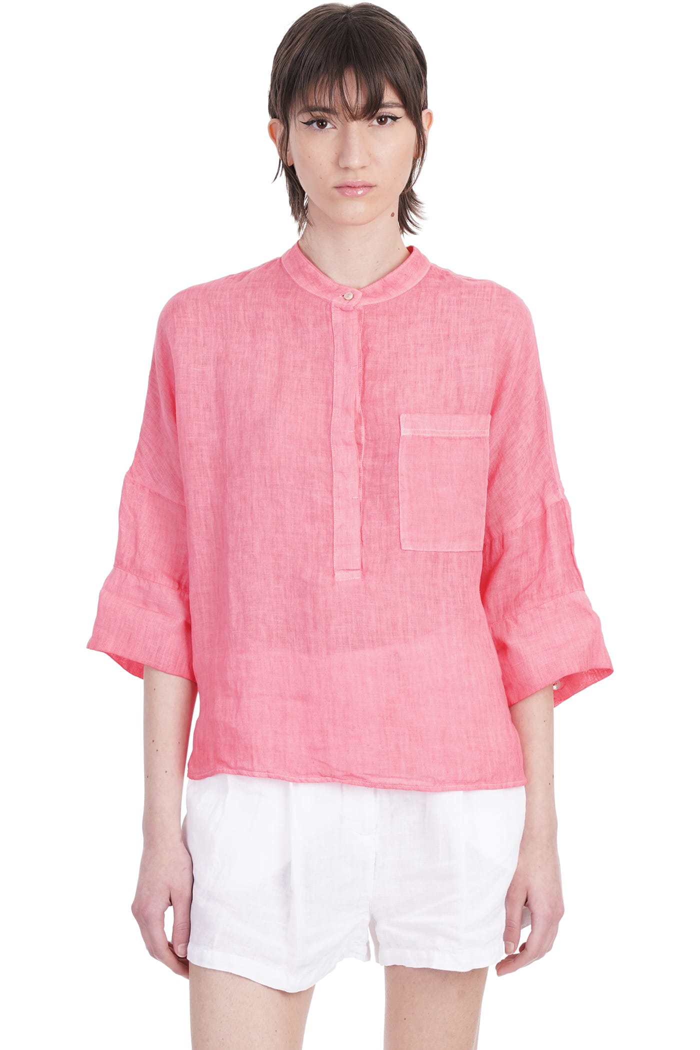 120% Lino Shirt In Rose-pink Linen