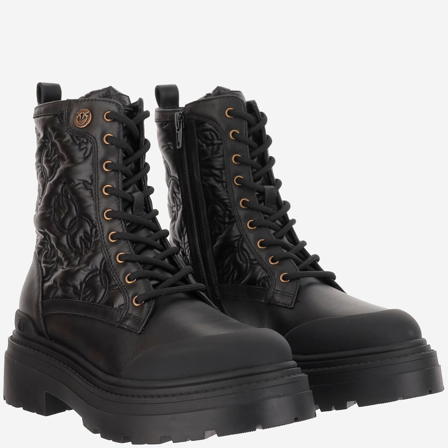 Pinko Mia 25 Chunky Sole Ankle Boot Nylon In Black