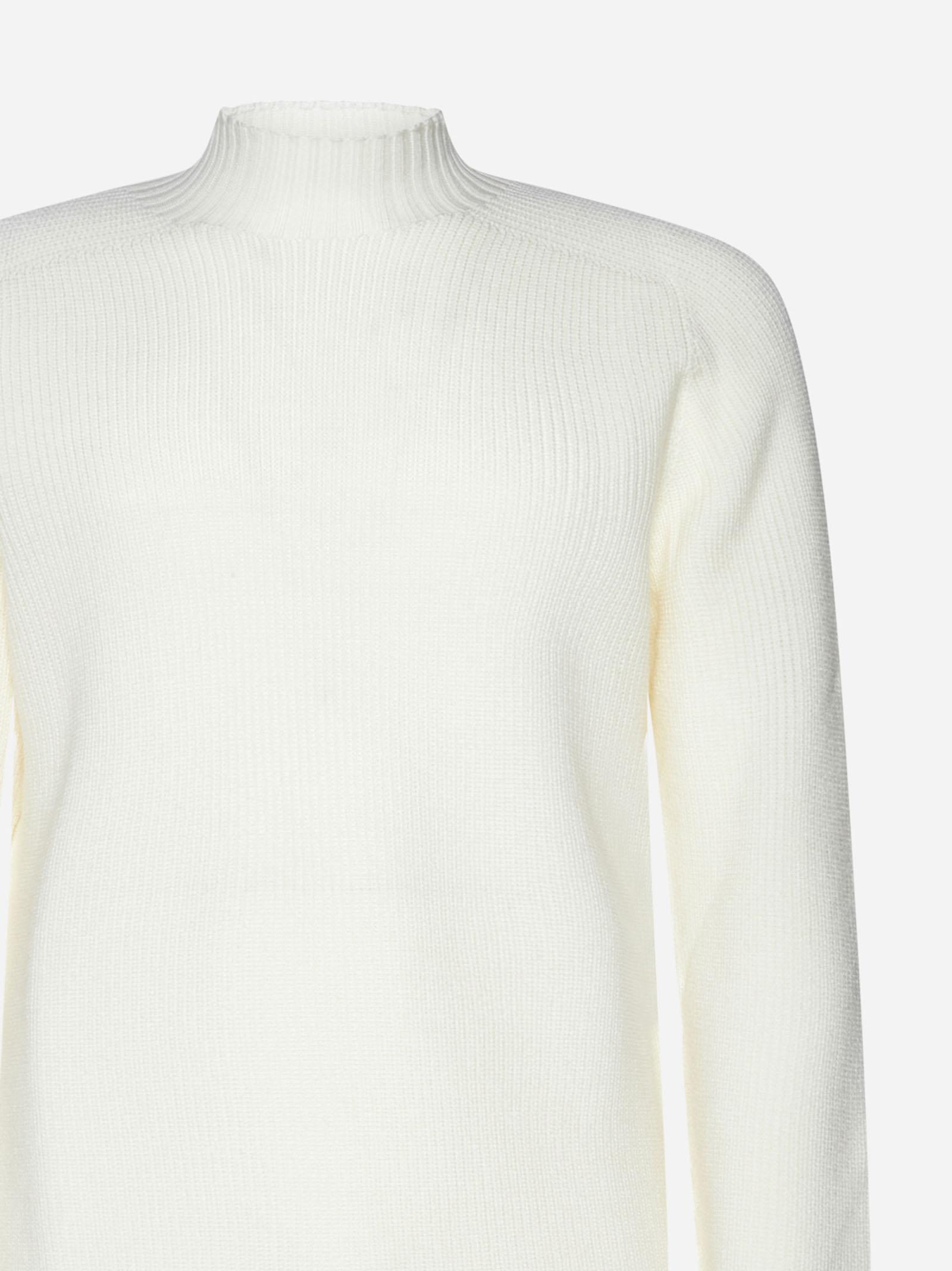 Gran Sasso Virgin Wool Mock Neck Sweater In White