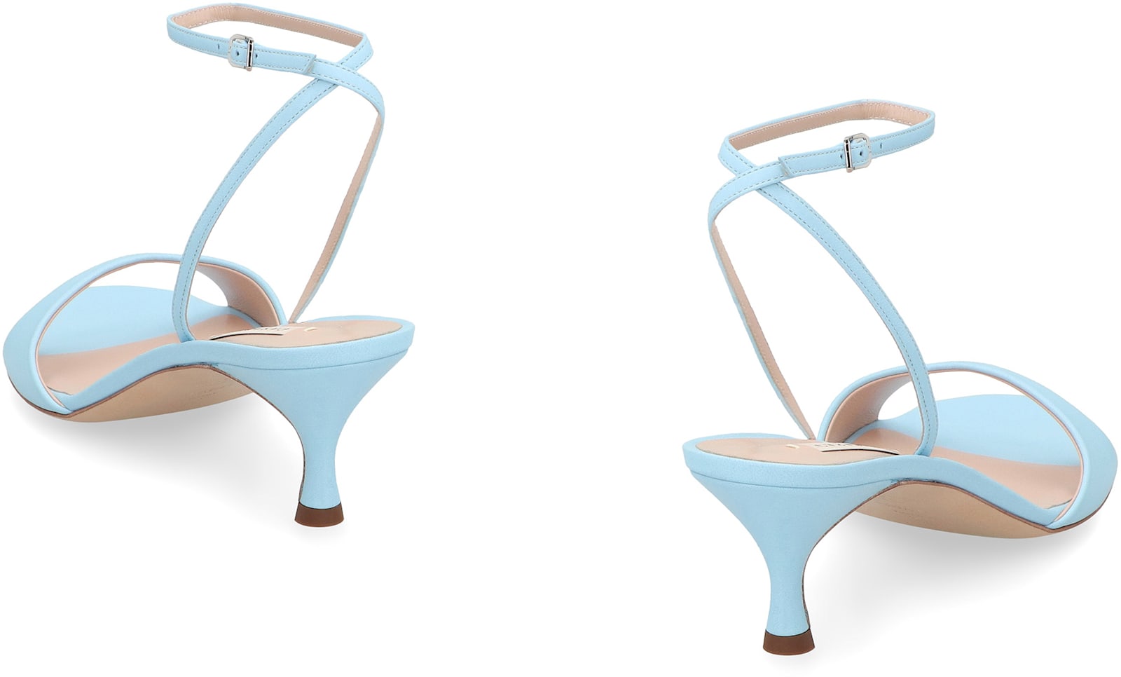 Casadei Minorca Leather Sandals In Light Blue