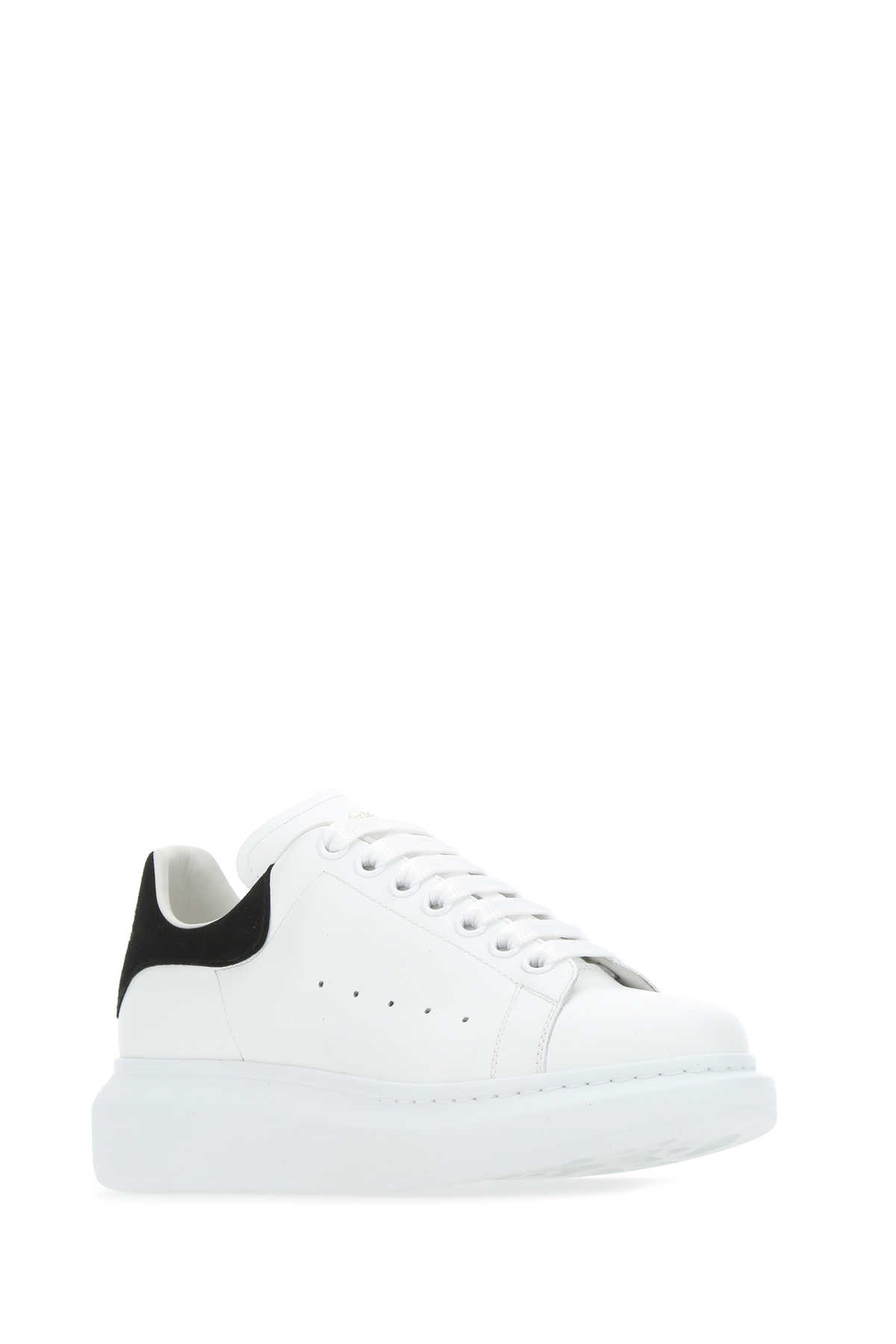 Shop Alexander Mcqueen White Leather Sneakers With Black Suede Heel In 9061