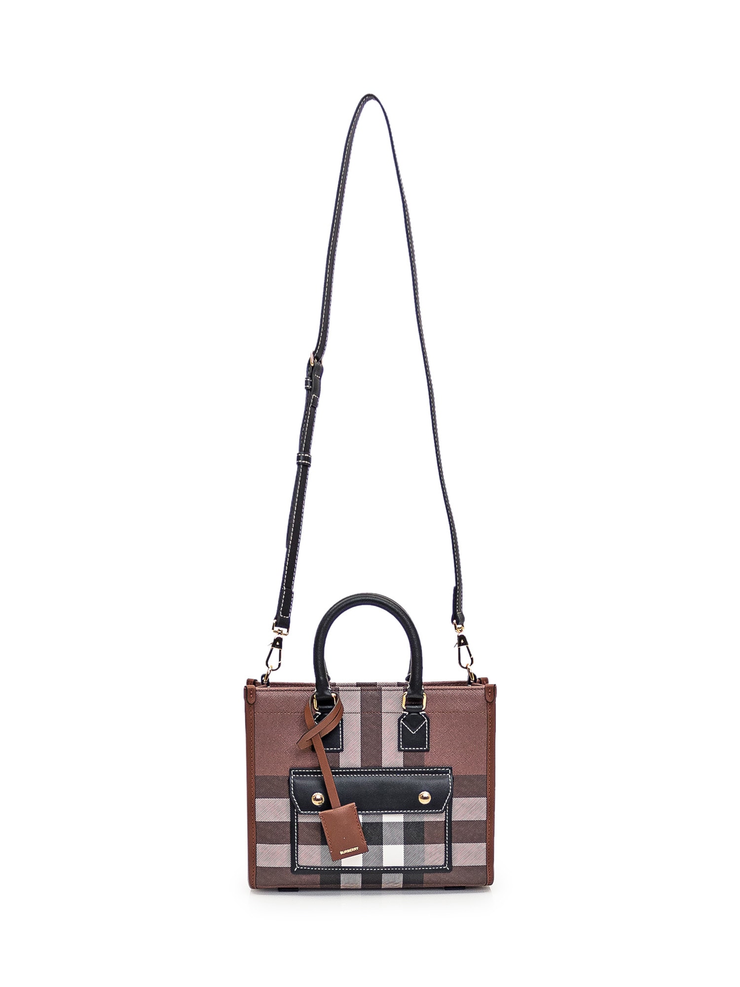 Shop Burberry Small Tote Bag In Dark Birch Brown