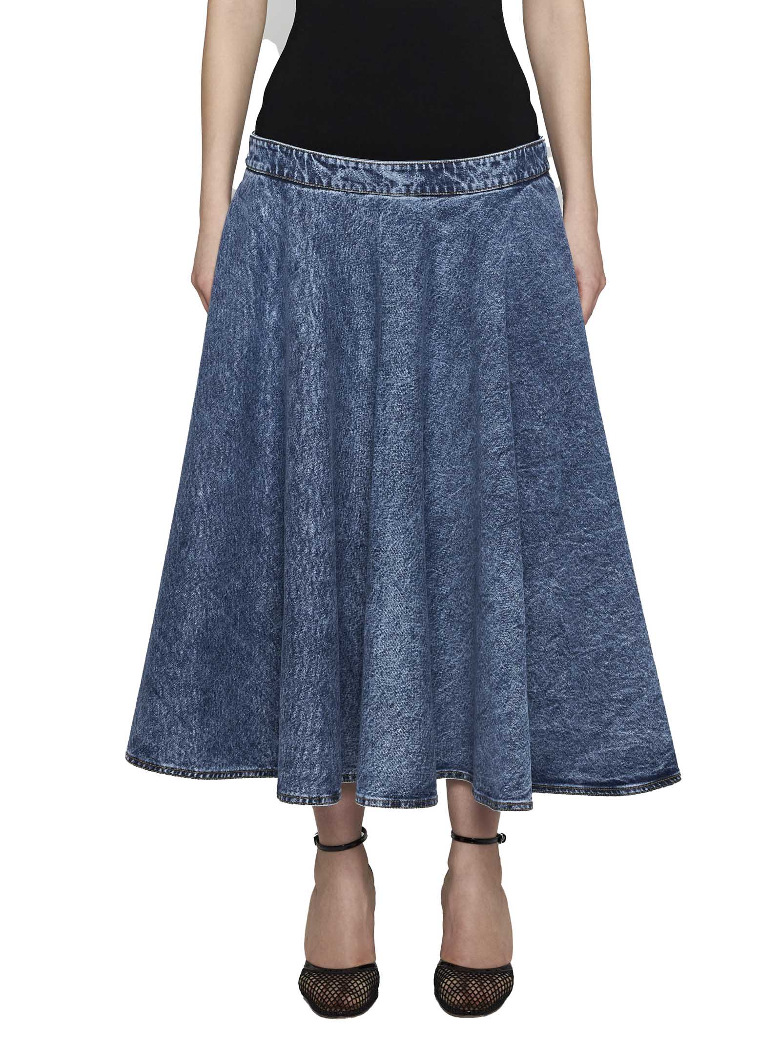 Shop Alaïa Skirt In Bleu Neige
