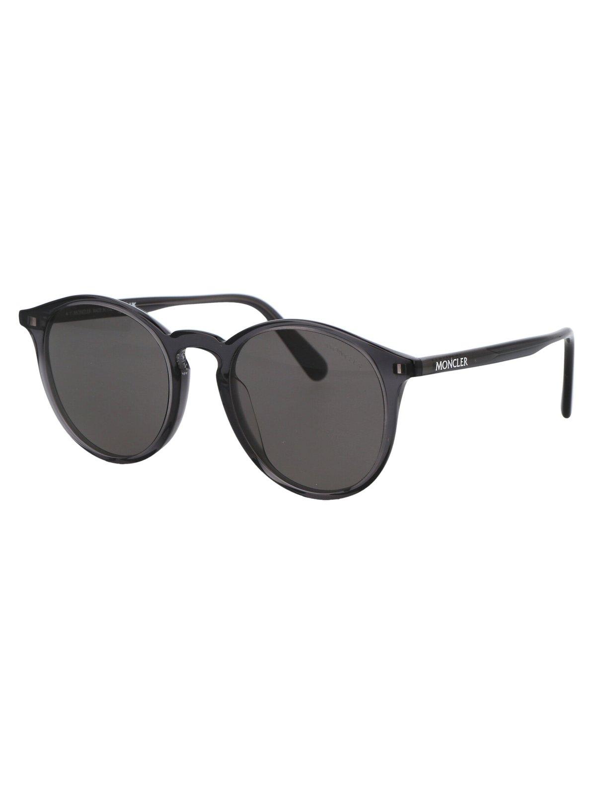 Shop Moncler Round Frame Sunglasses In 01d