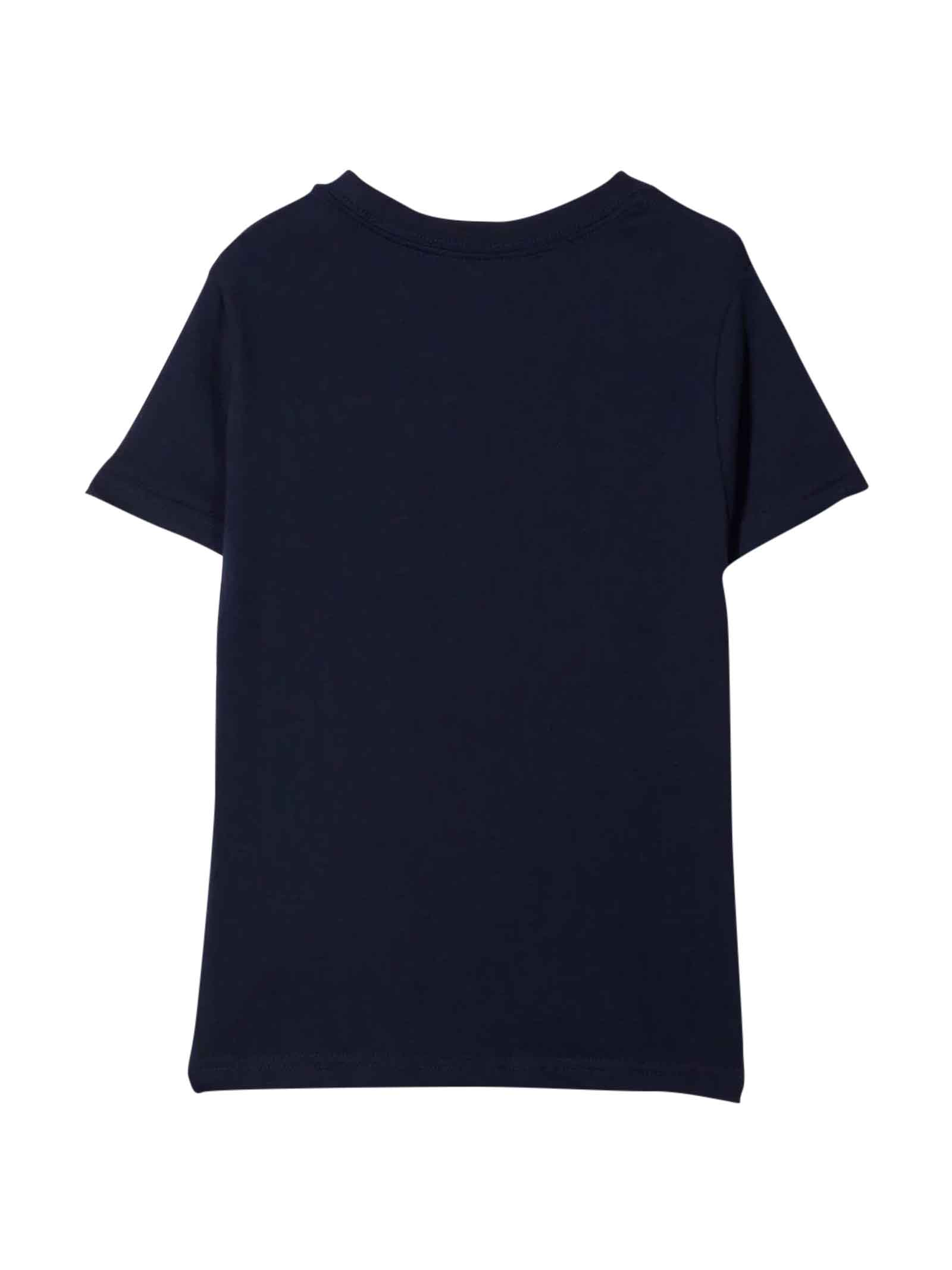 Shop Ralph Lauren Blue T-shirt With Red Logo In Cruise Navy