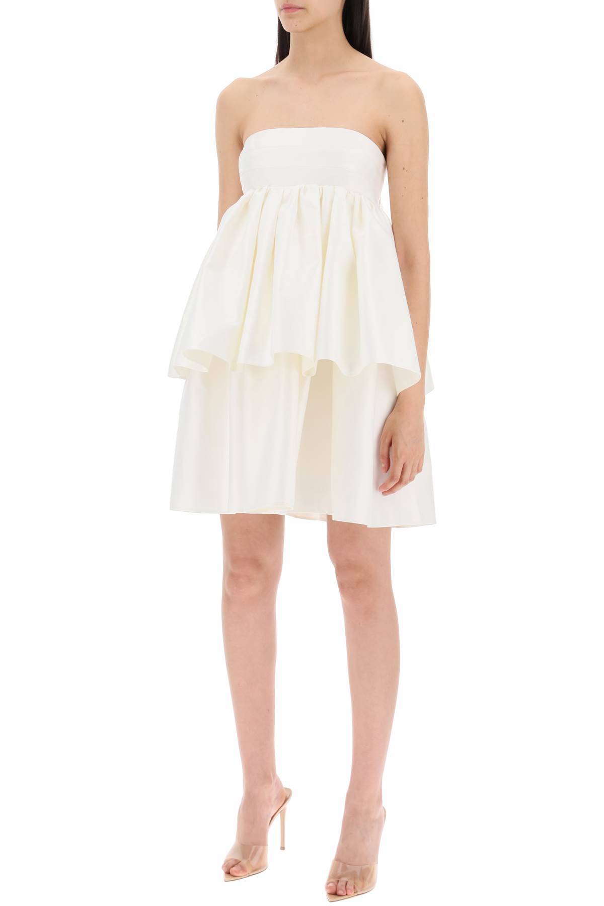 Shop Rotate Birger Christensen Responsible Ruffled Midi Dress In Egret (white)