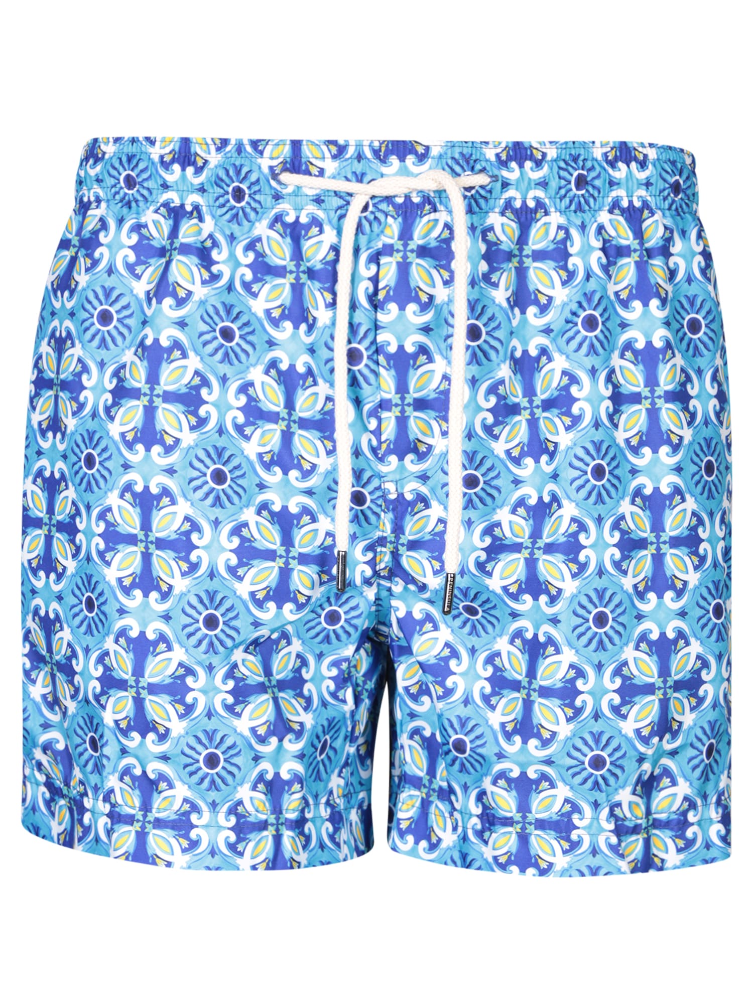 Patterned Swim Shorts In Blue/yellow
