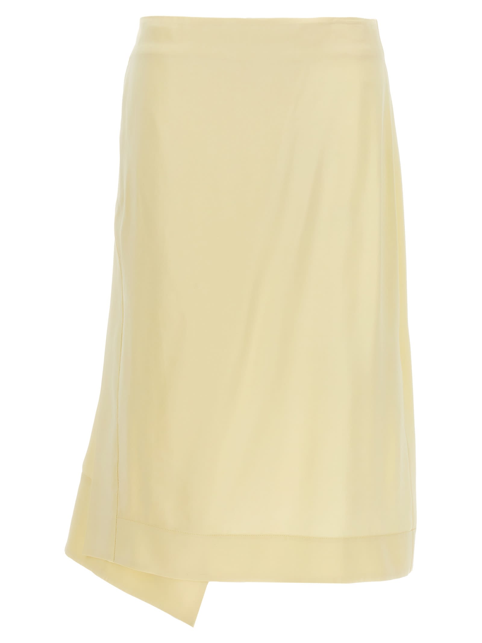 Shop Jil Sander Satin Skirt With Side Slit In Yellow