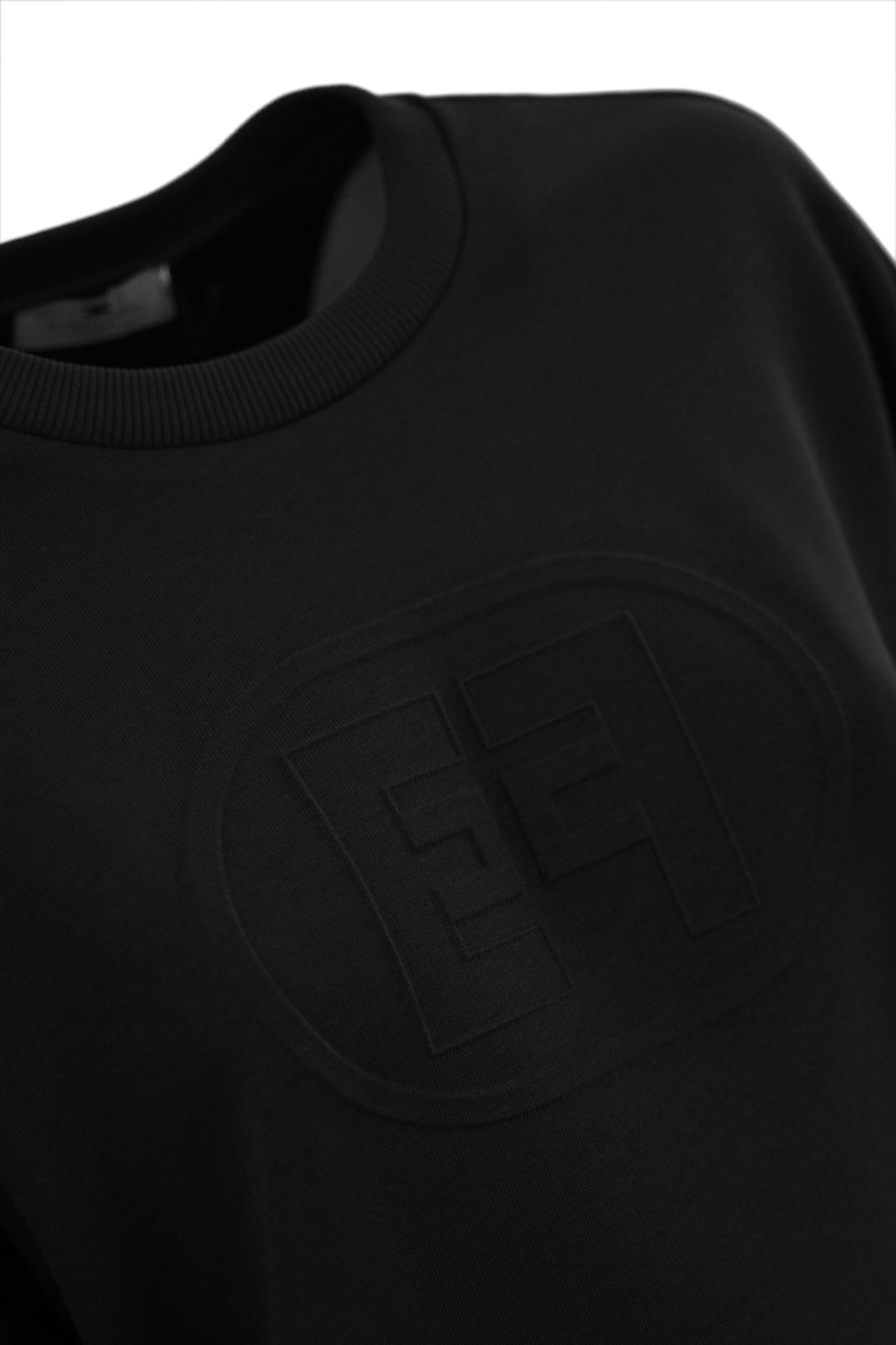 Elisabetta Franchi Cotton Sweatshirt With Logo In Nero