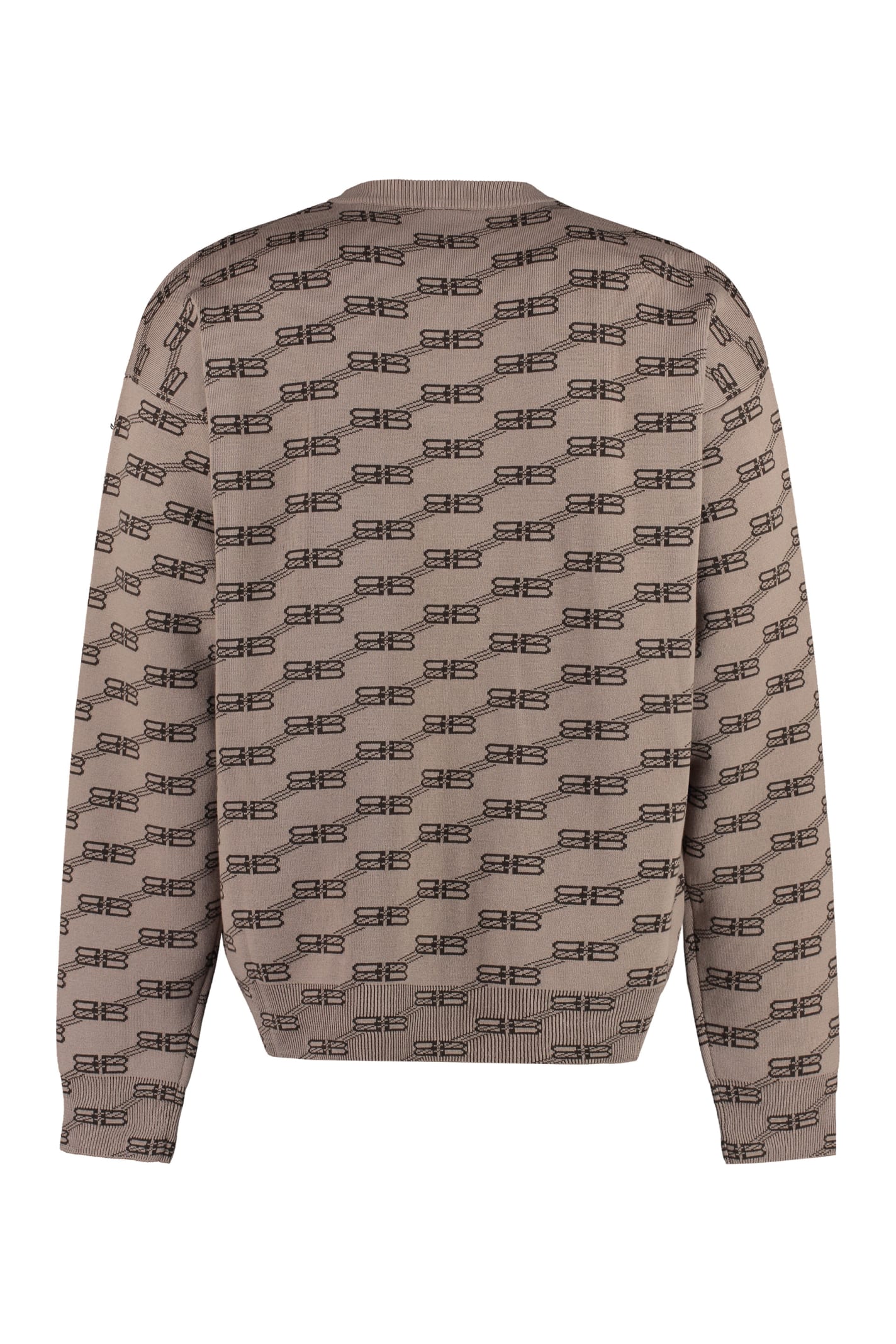 Shop Balenciaga Long Sleeve Crew-neck Sweater In Brown