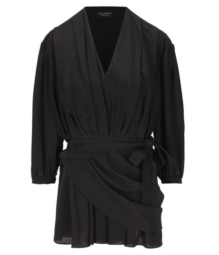 Shop Balenciaga Draped Silk Dress In Black