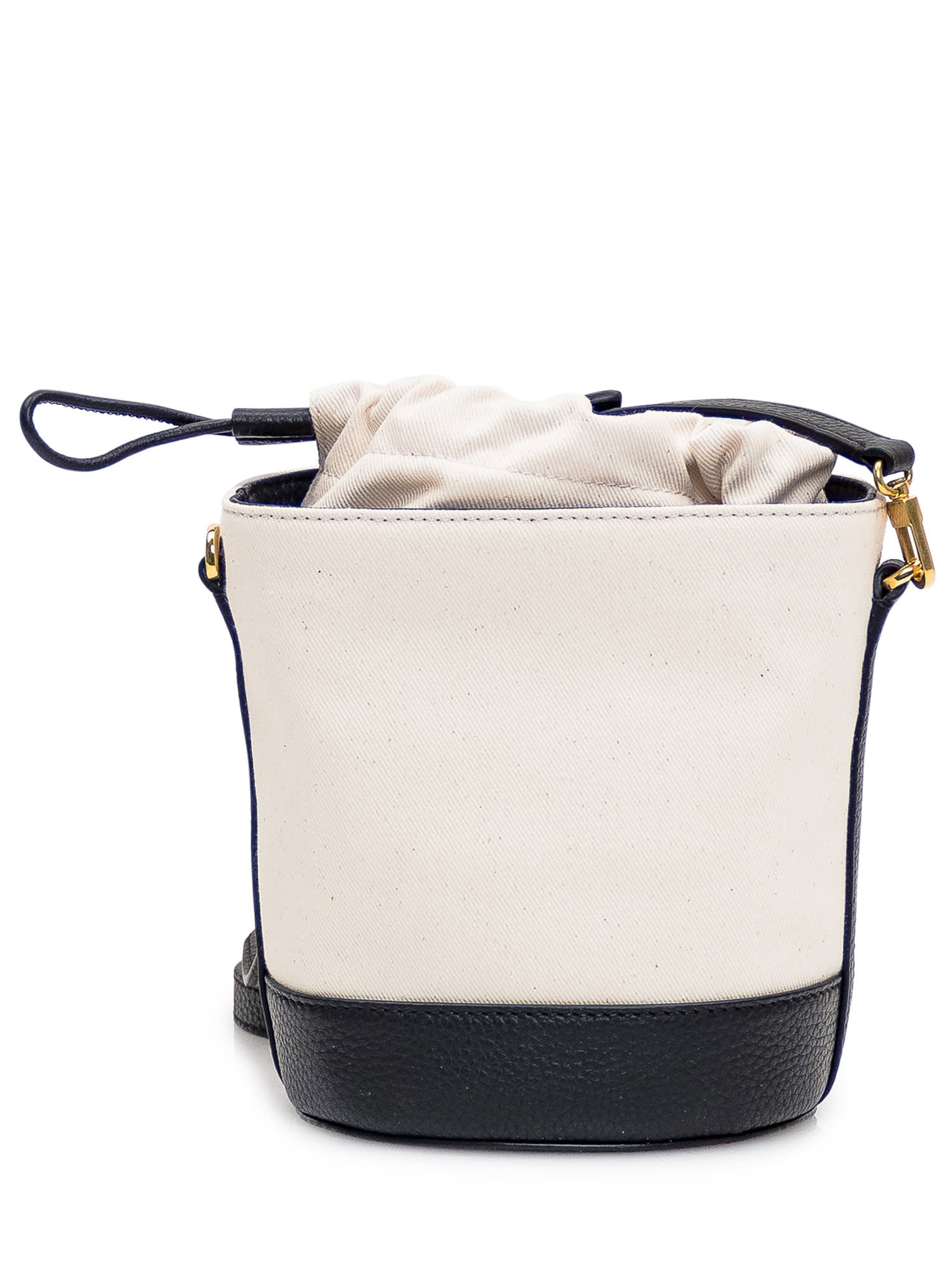 Shop Bally Bar Mini Bucket Bag In Natural/black+oro