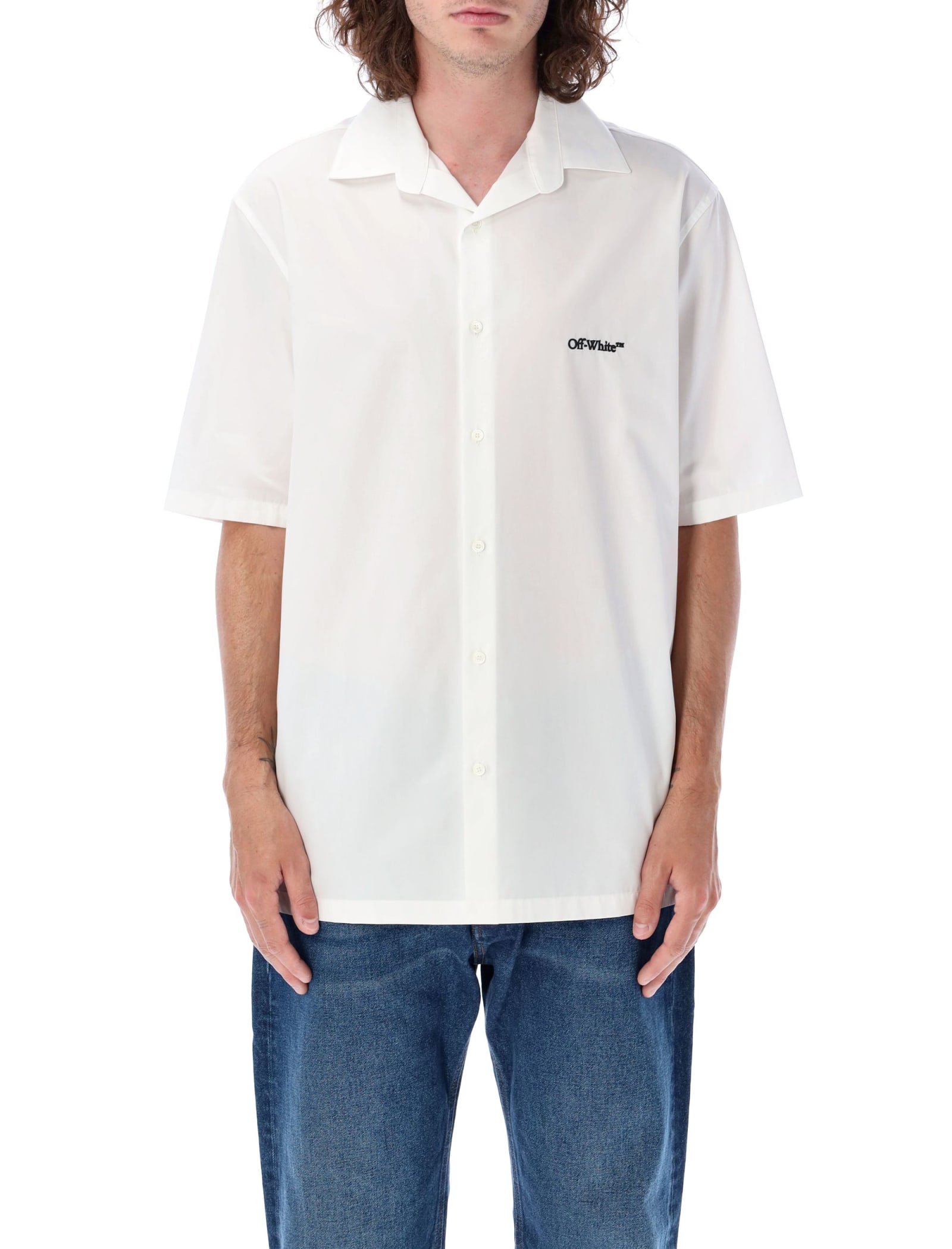 Off-white Gothic Arrow Bowling Shirt In White