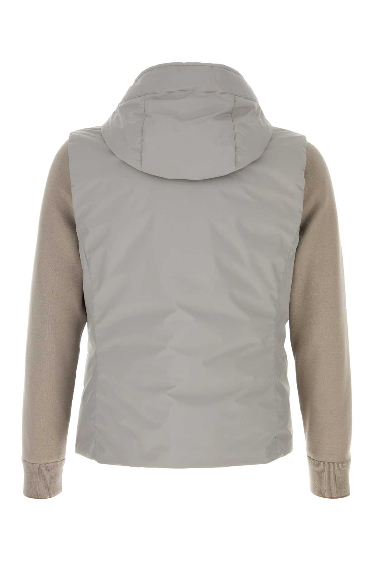 Moorer Dove Grey Polyester Evan Down Jacket In Marmo