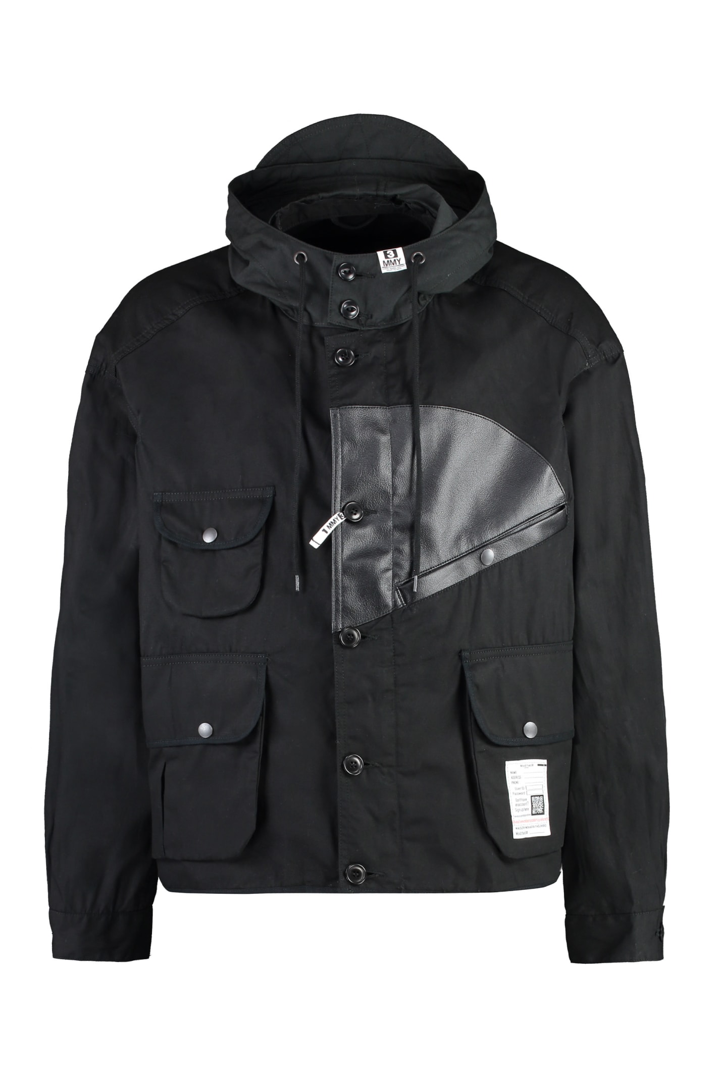 Shop Miharayasuhiro Hooded Windbreaker In Black