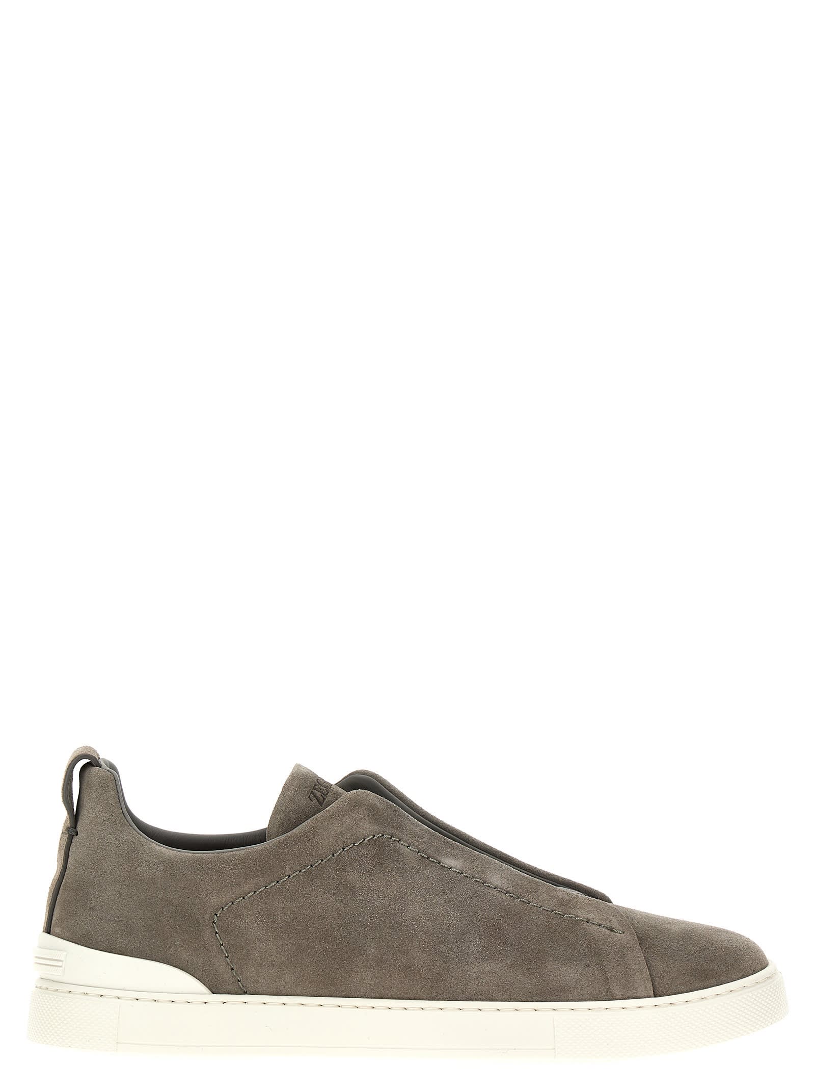Shop Zegna Triple Stitch Sneakers In Gray