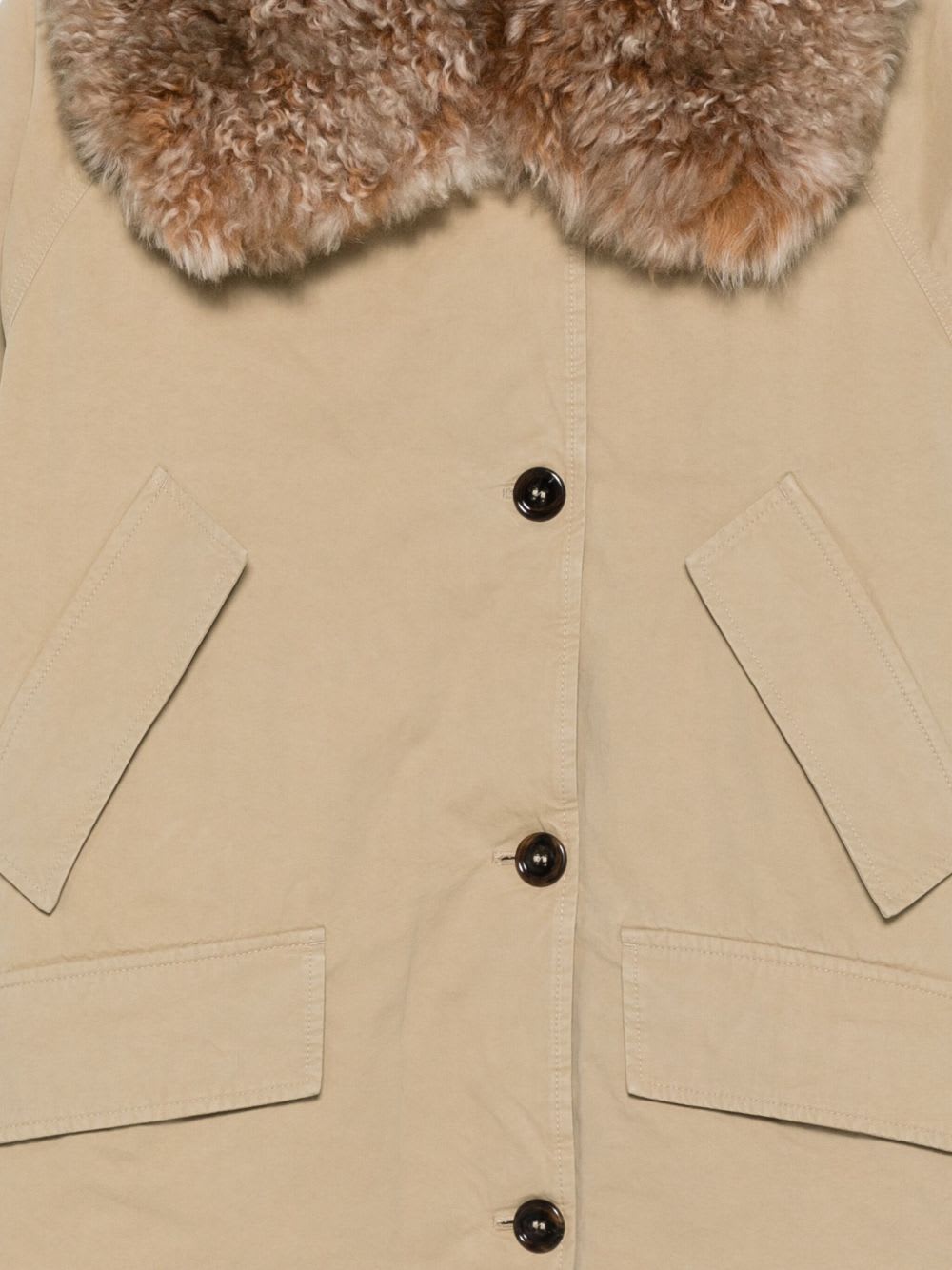 Prada Beige Faux Fur Jacket In Brown