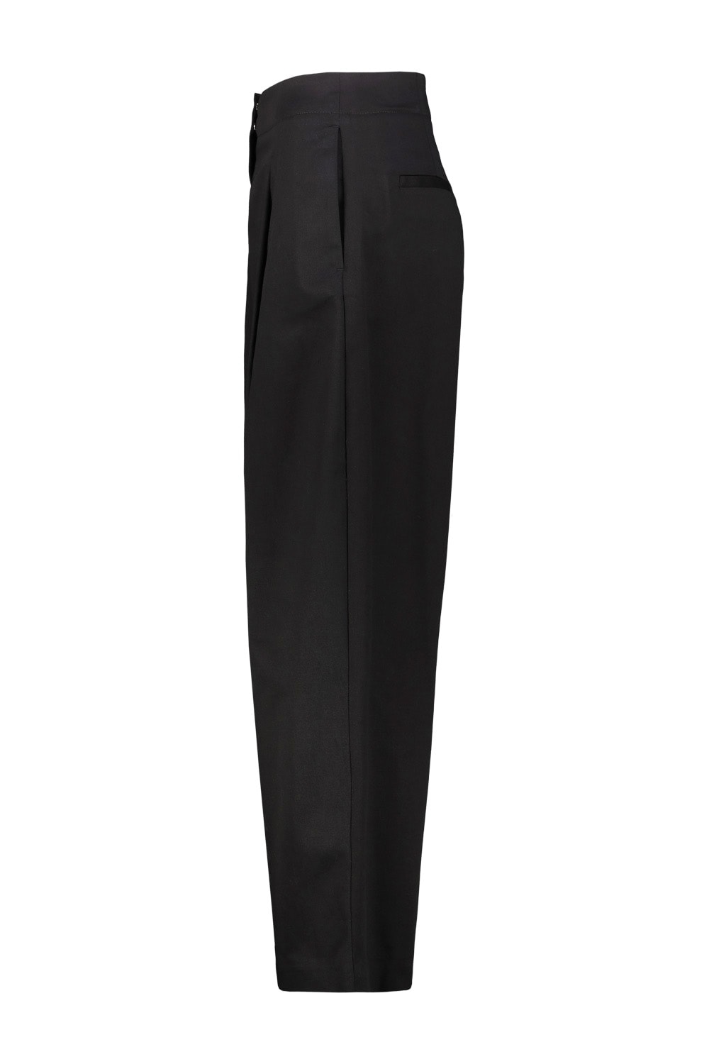 Shop Drhope Cotton Pant Whit Pleat In Black