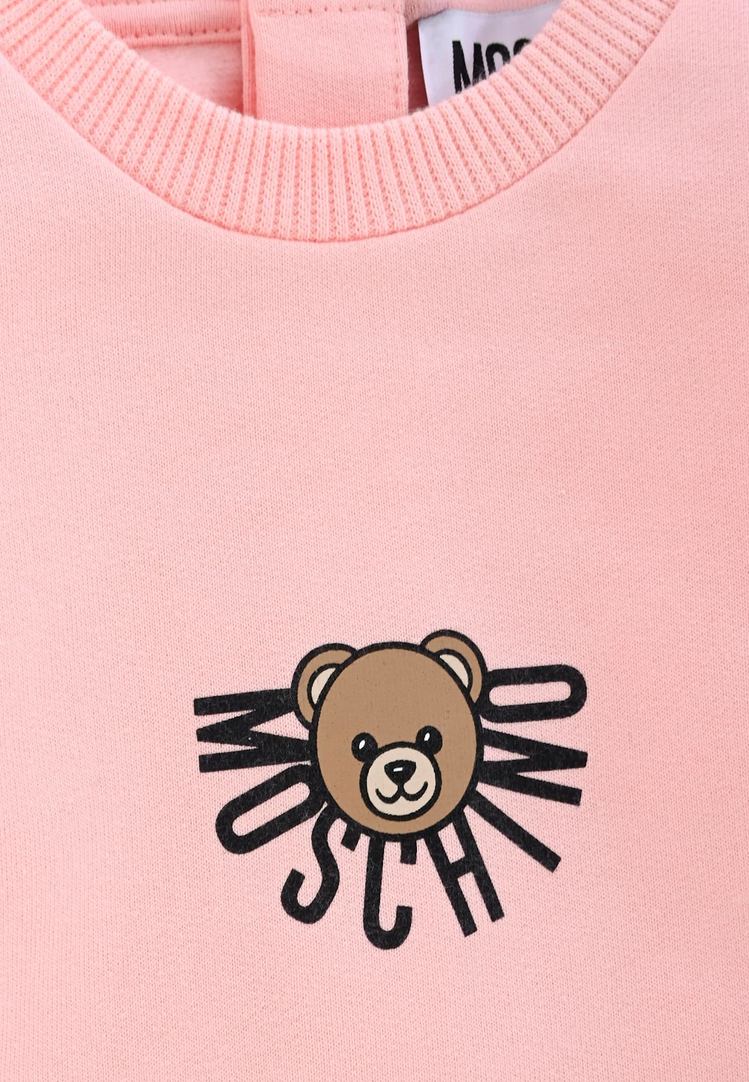 Moschino Pink Babygrow For Baby Girl With Teddy Bear In Pink