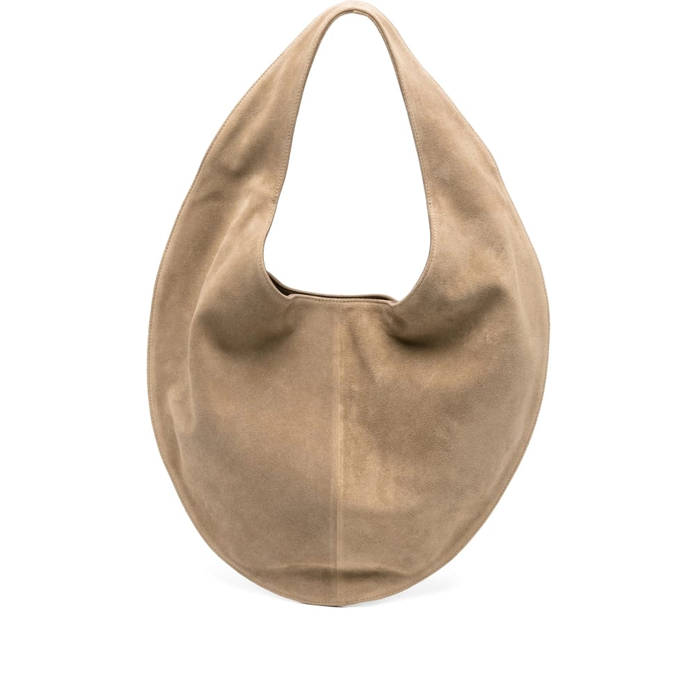 Maeden Market Tote Suede Leather Beige In Brown