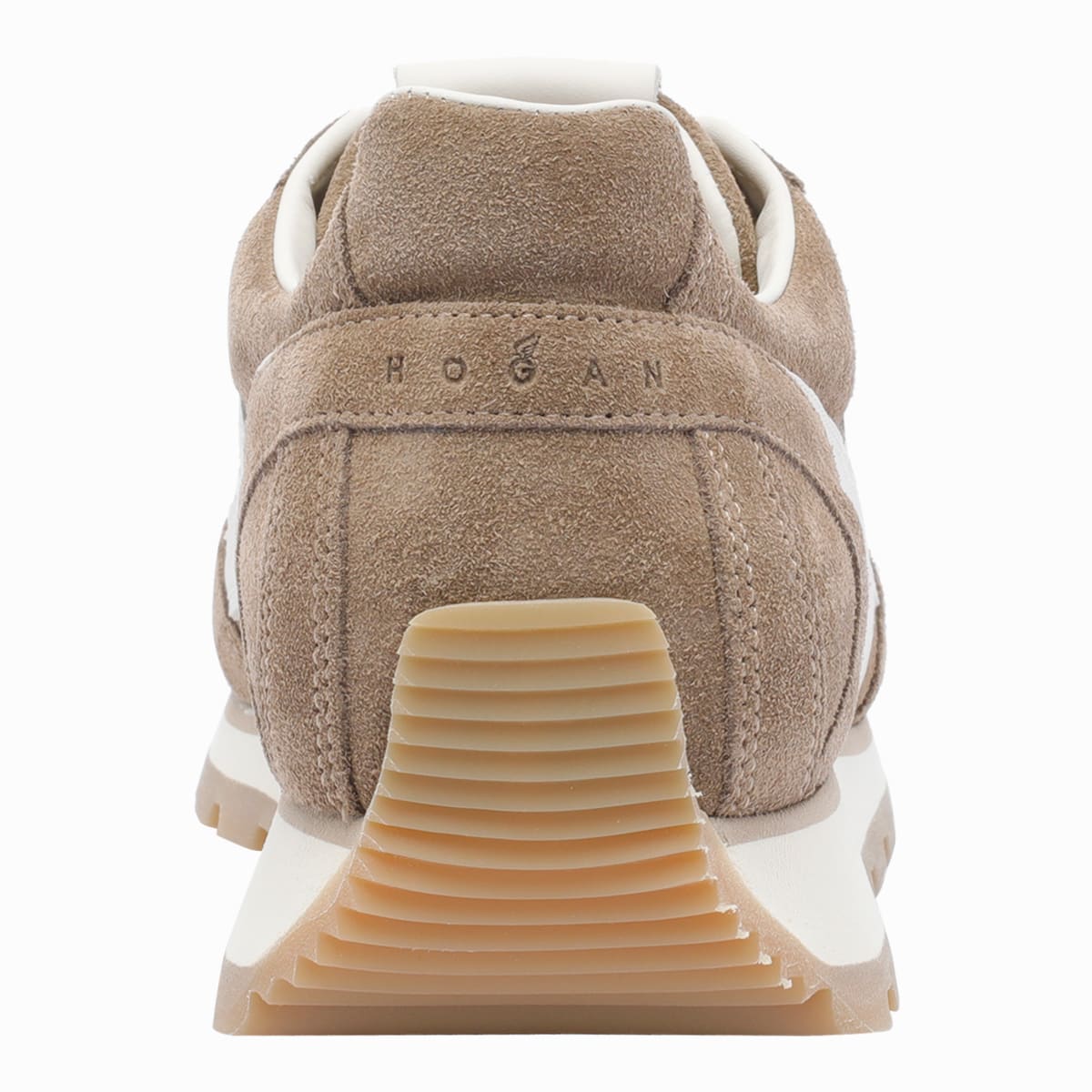 Hogan Soft Suede Sneakers With Contrasting Accents In Brown