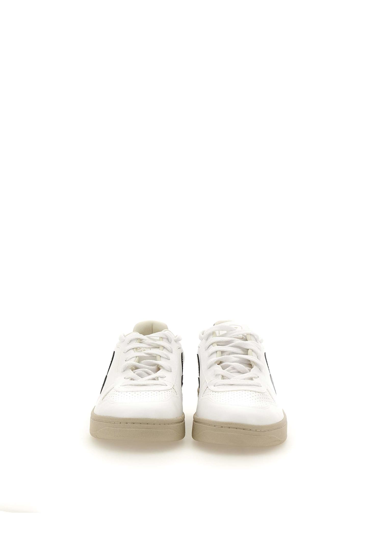 Shop Veja V-10 Cwl Sneakers In White-black