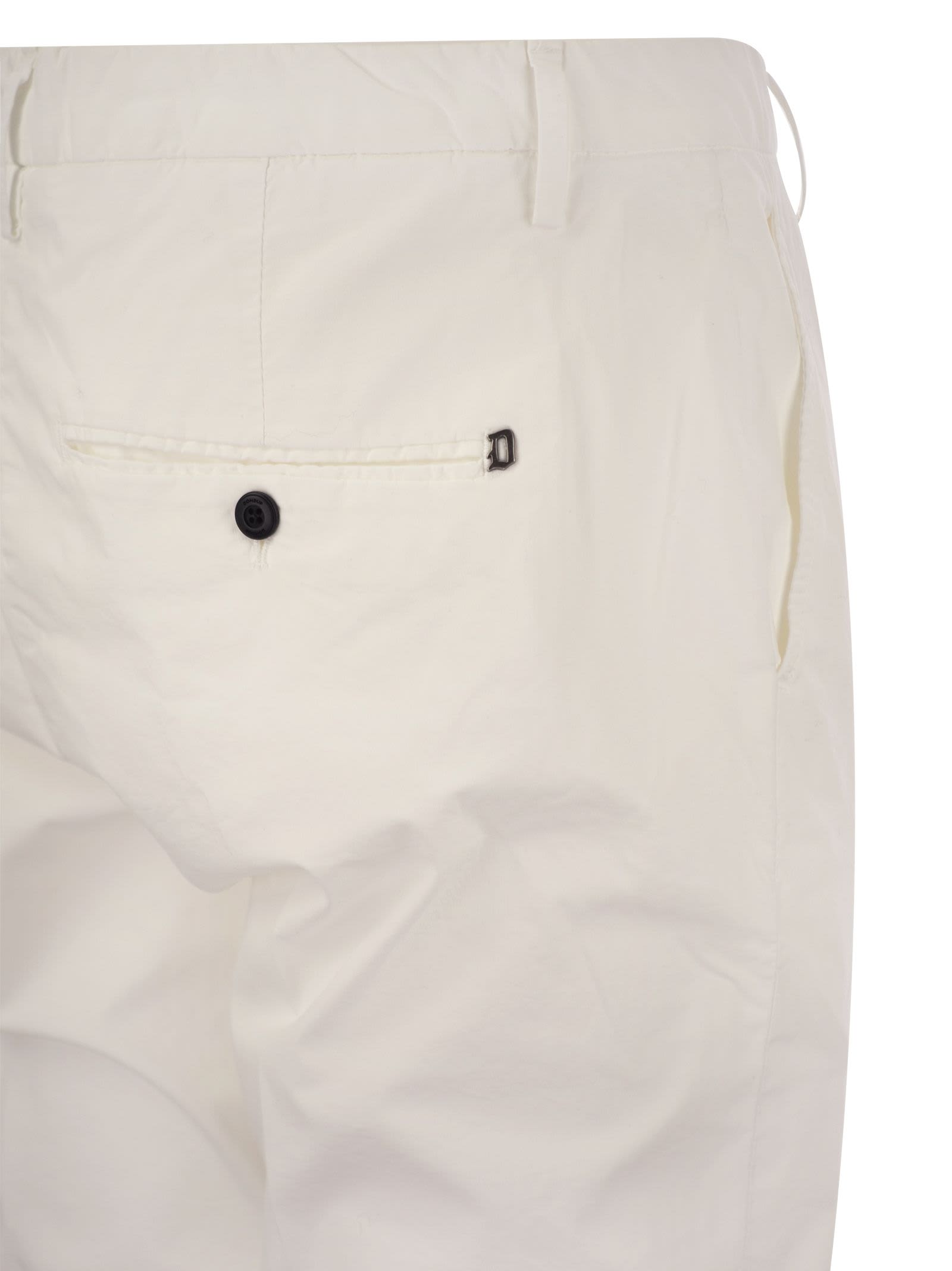 Shop Dondup Alfredo - Slim-fit Cotton Trousers In White