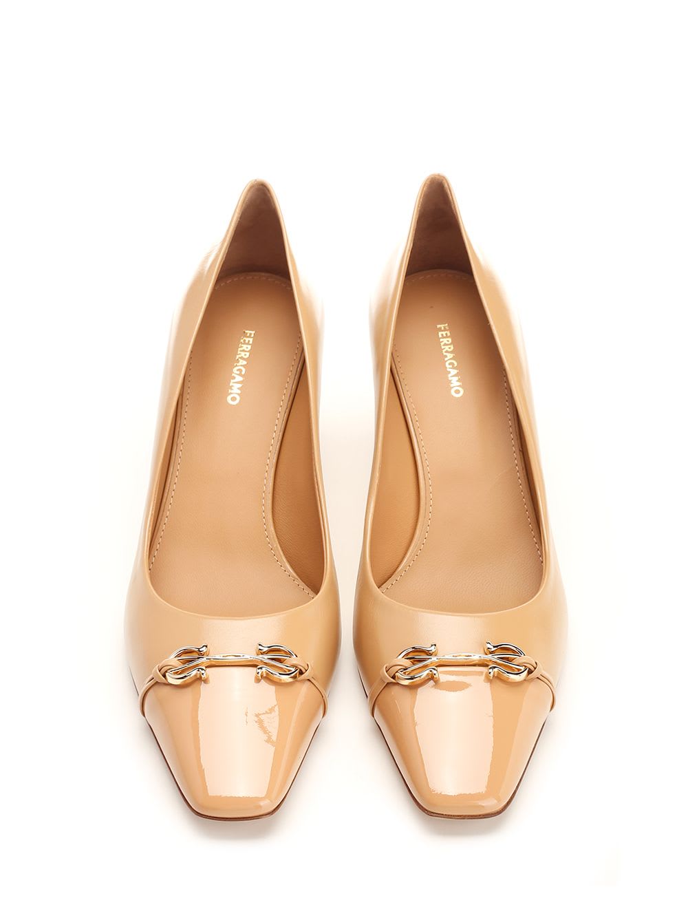 Shop Ferragamo Décolleté In Soft Leather Bria In Beige