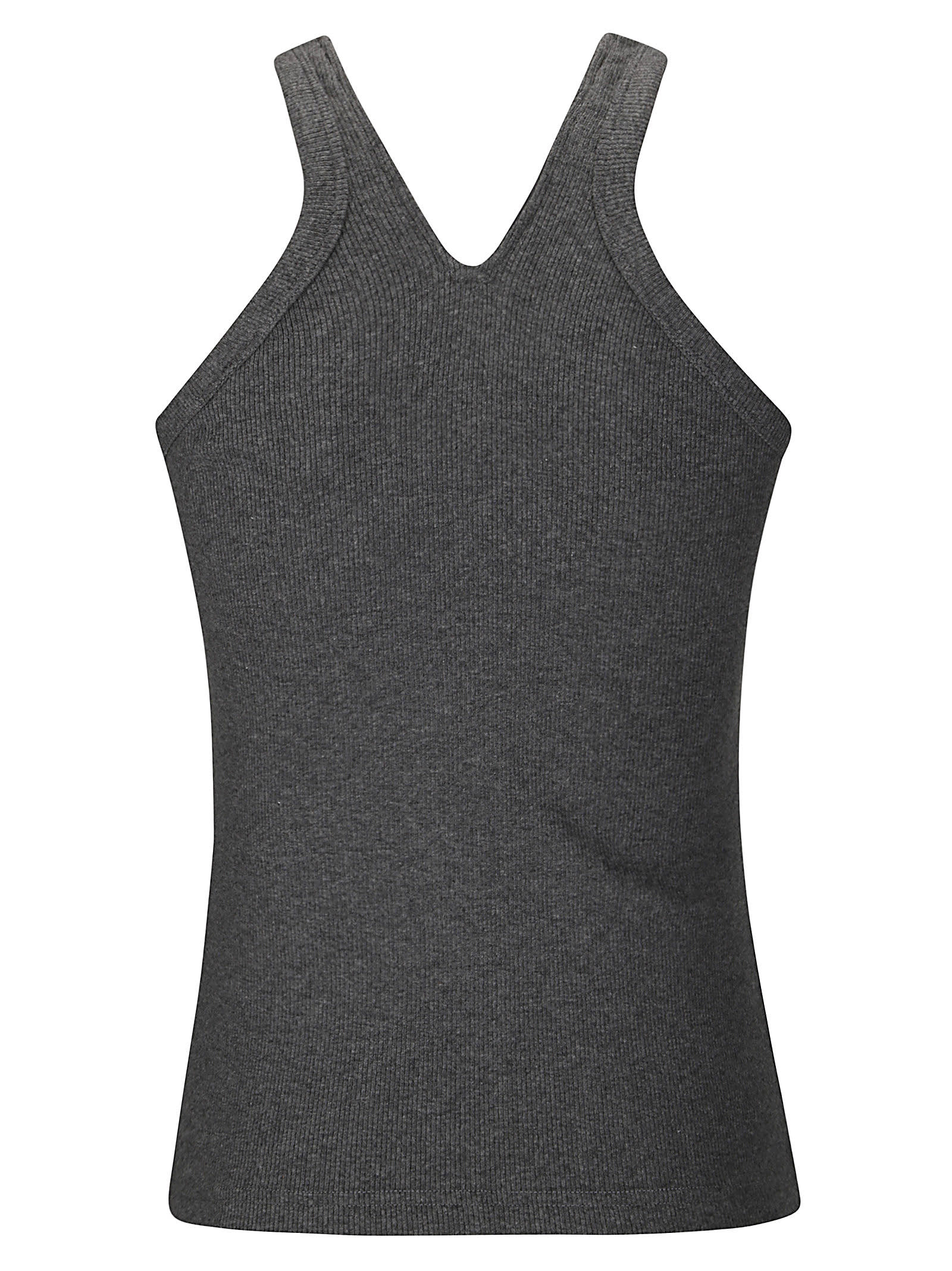 Shop Courrèges Criss Cross 90s Rib Tank Top In Dark Heather Grey