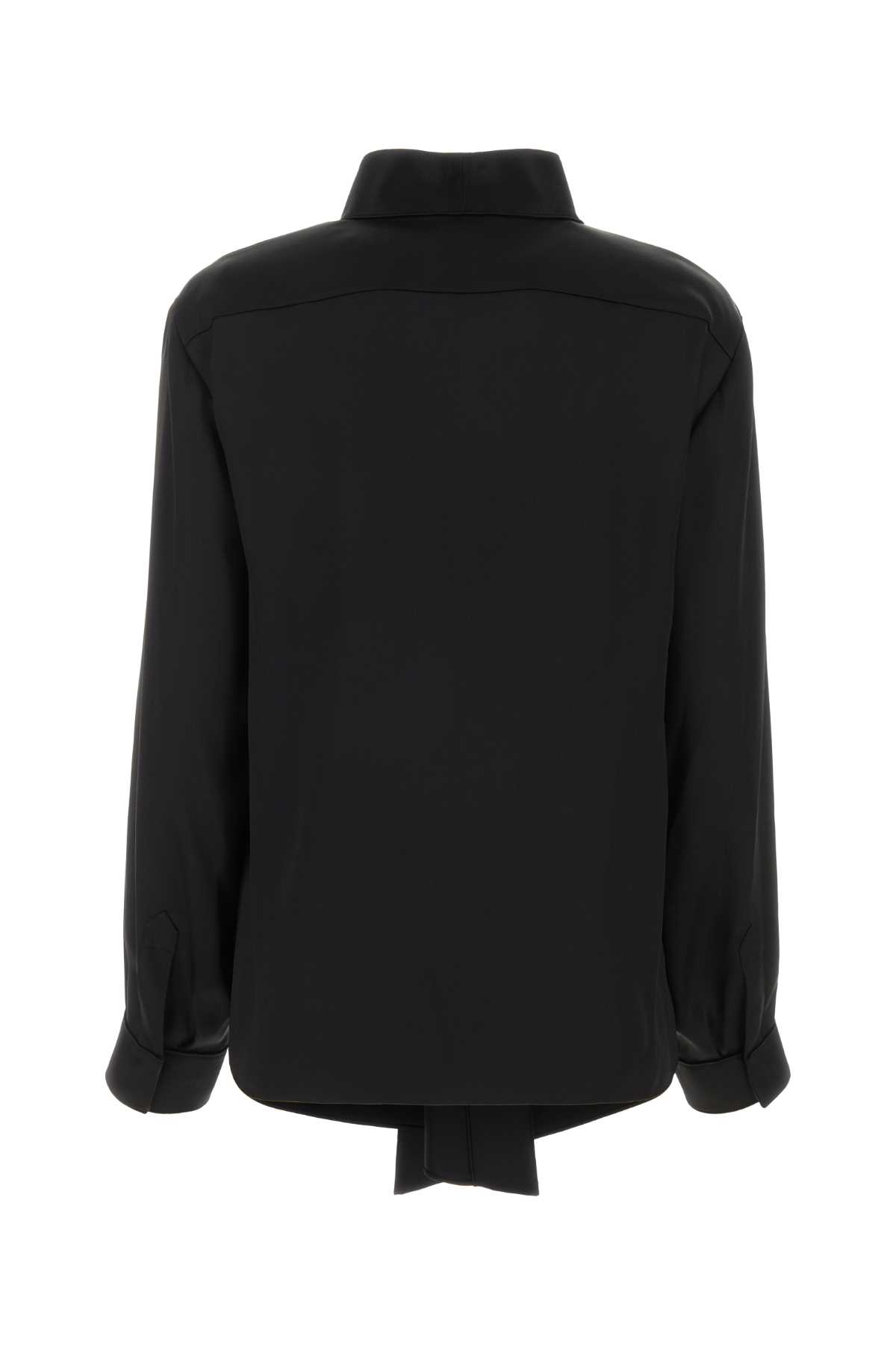 Shop Giorgio Armani Black Satin Shirt In Nero