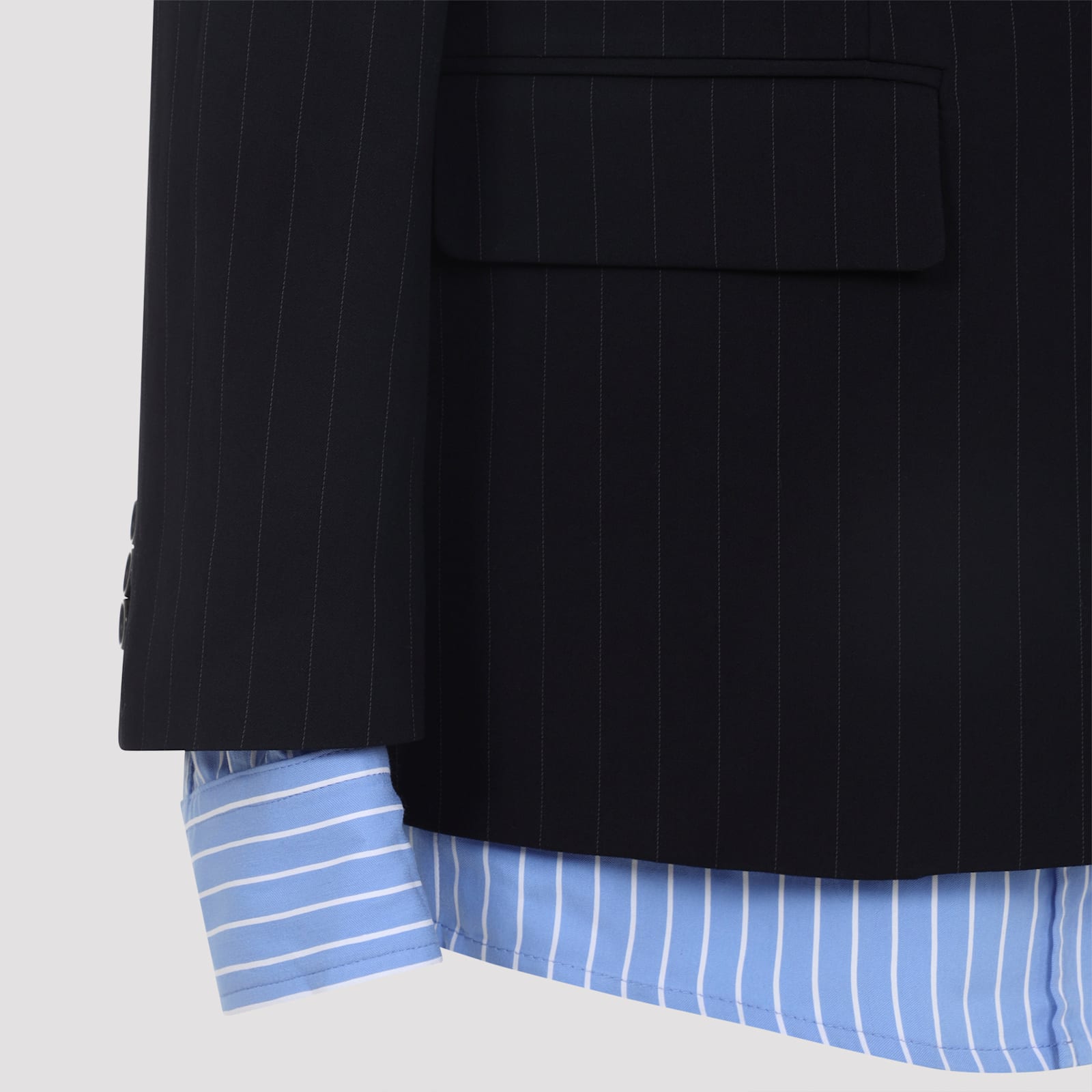 Acne Studios Navy Blue Single-breasted Jacket With Shirt Detail In Blue