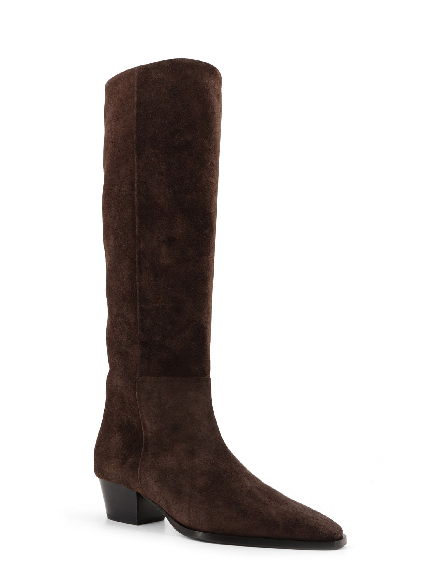 Aeyde Knee-high Suede Block Heel Boots In Brown