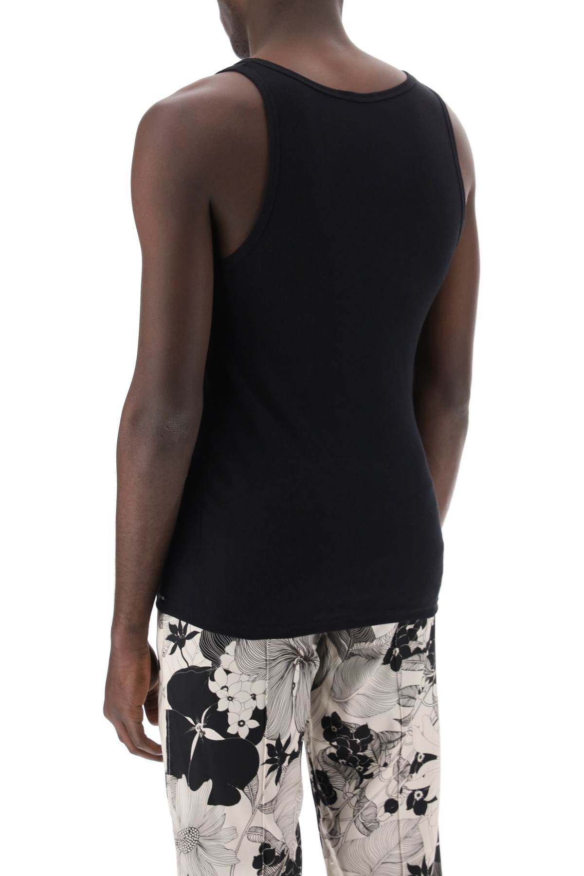 Tom Ford Ribbed Cotton And Modal-blend Tank Top In Nero (black)