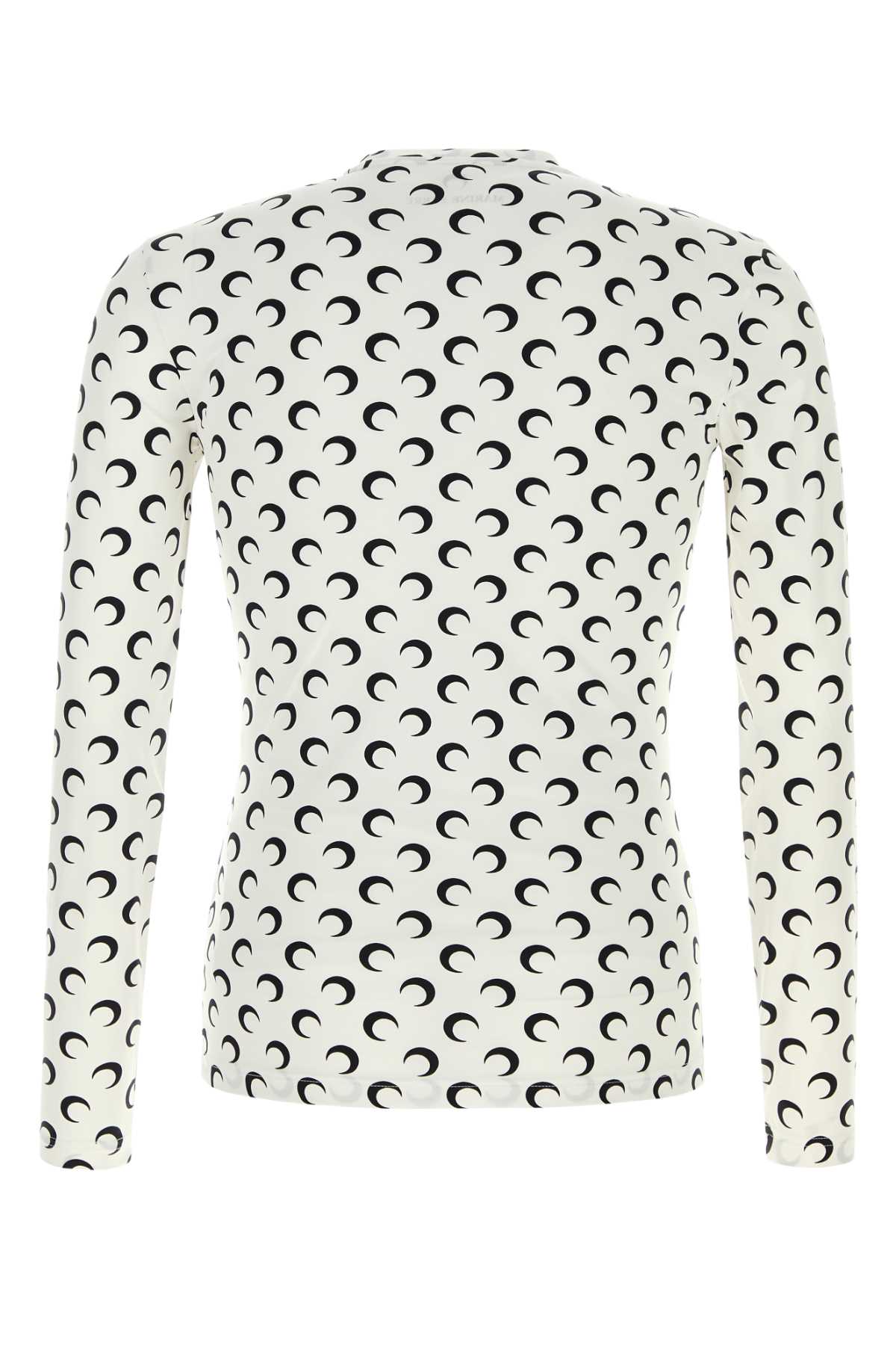 Marine Serre All-over Print Long Sleeve Crew Neck T-shirt In White
