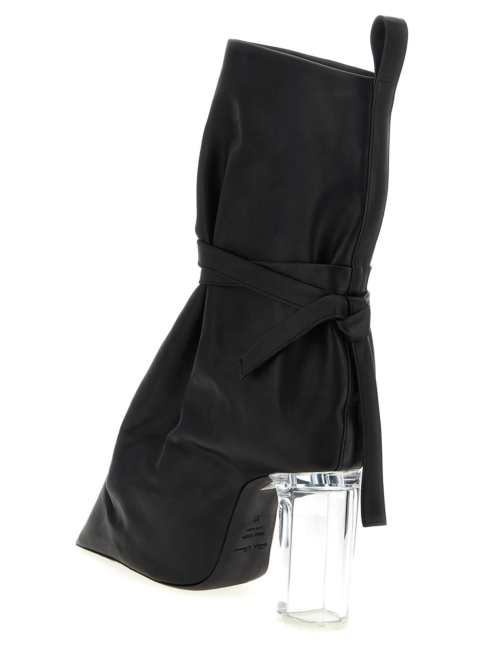 Rick Owens Ankle Boots With Clear Heel And Pointed Toe In Black