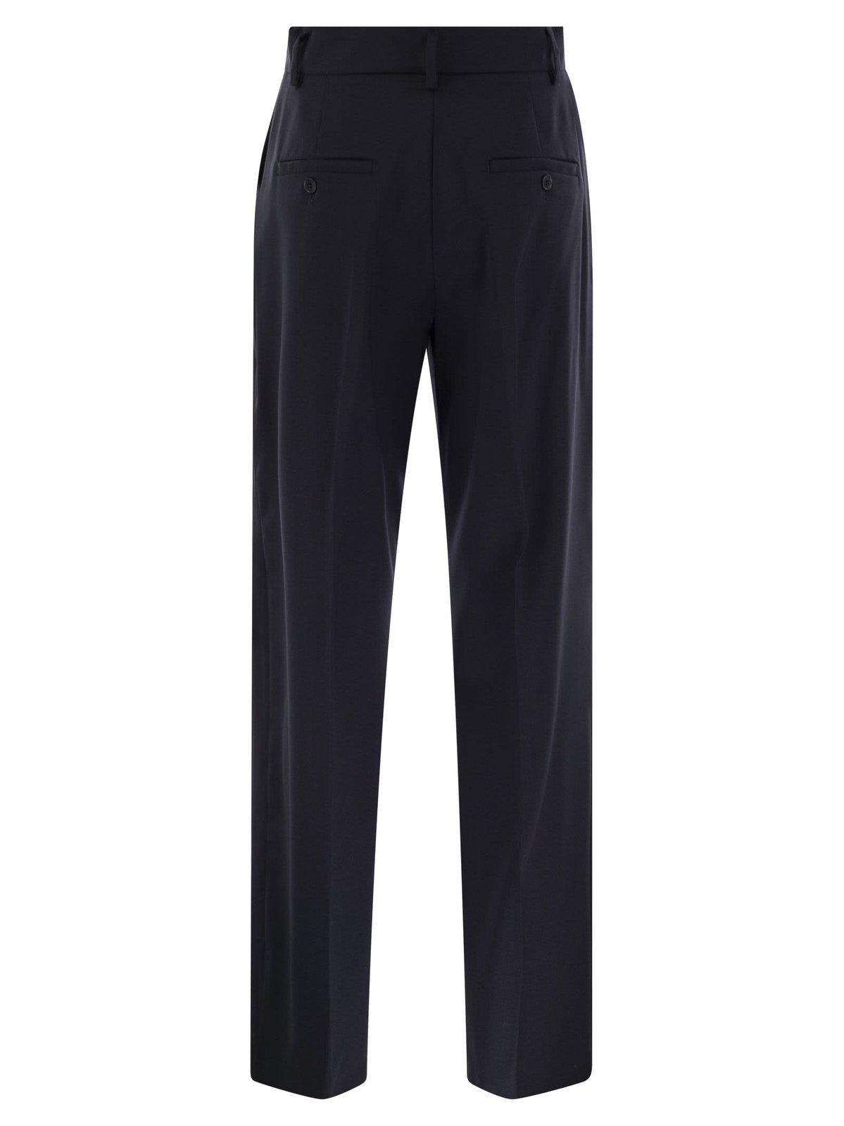 Shop Weekend Max Mara Pleated Straight Leg Pants In Navy