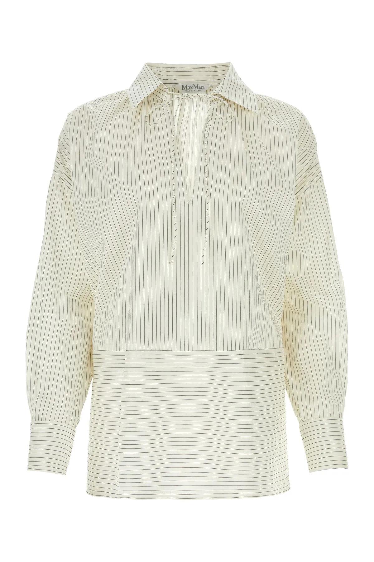 Shop Max Mara Embroidered Cotton Blend Saletta Blouse In White