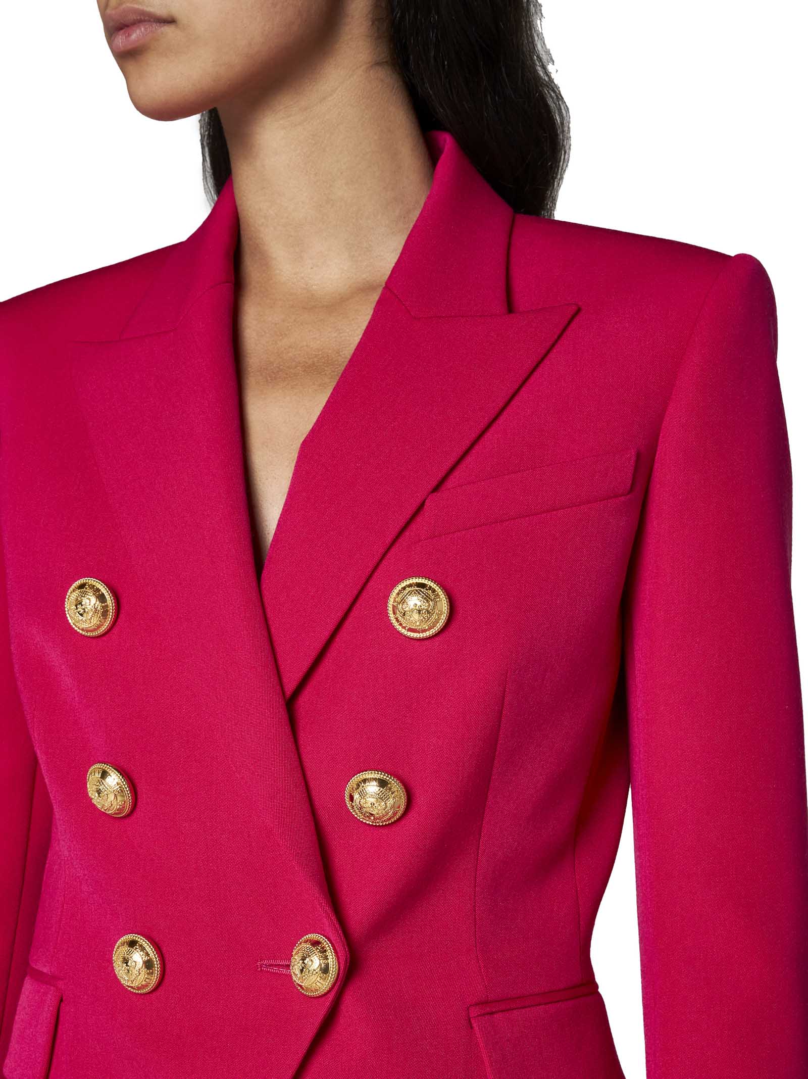 Shop Balmain Blazer In Fuchsia