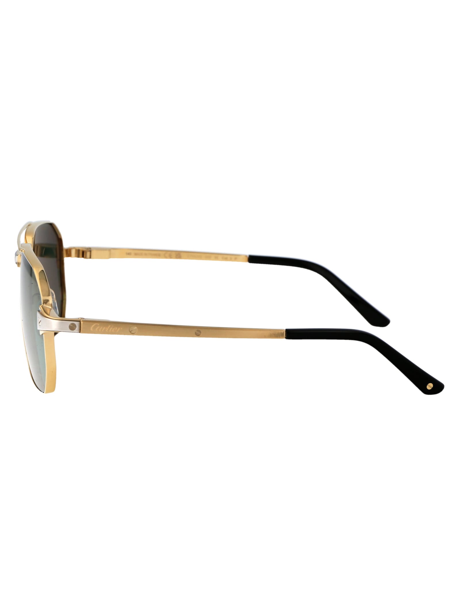 Shop Cartier Ct0424s Sunglasses In 002 Gold Gold Green