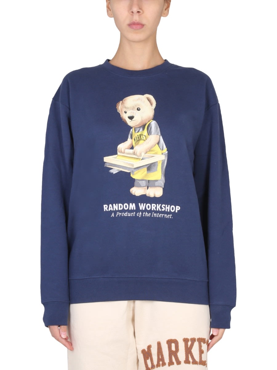 Shop Market Random Workshop Bear Sweatshirt In Blue