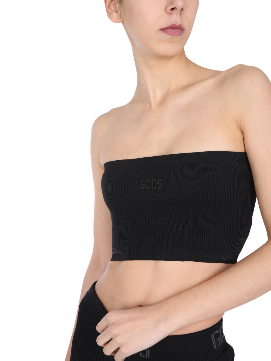 Shop Gcds Banded Top With Logo Patch In Black