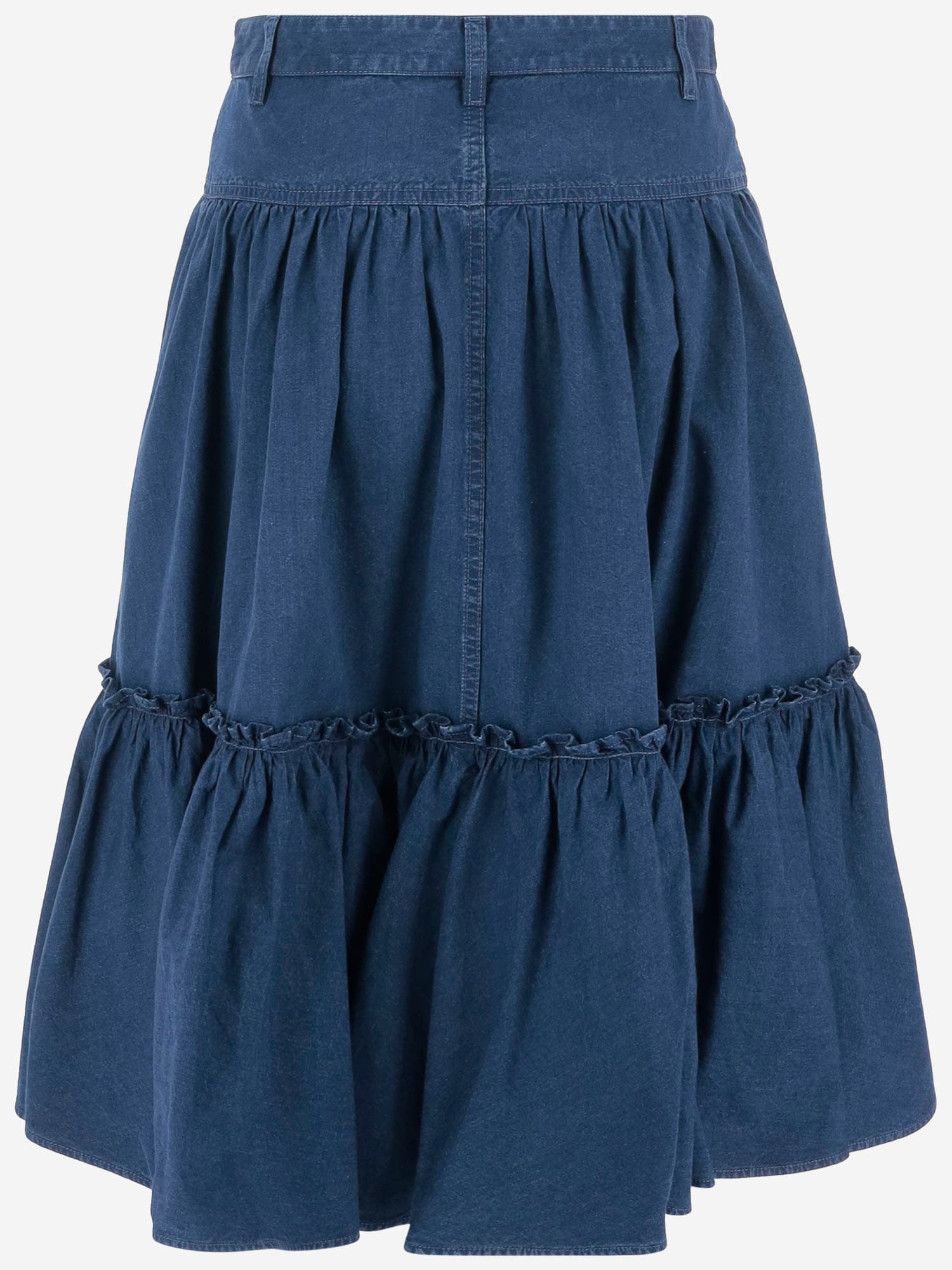 Valentino Belt-loop Skirt In Denim