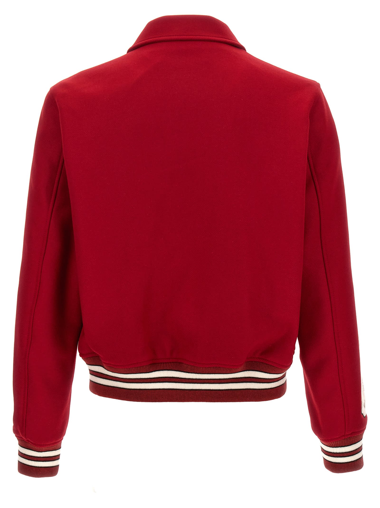 Shop Amiri Bones Bomber Jacket In Red