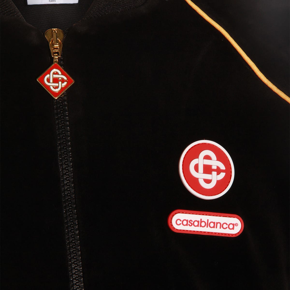 Casablanca Mens Velour Logo-patch Cotton-blend Track Jacket Black In Black