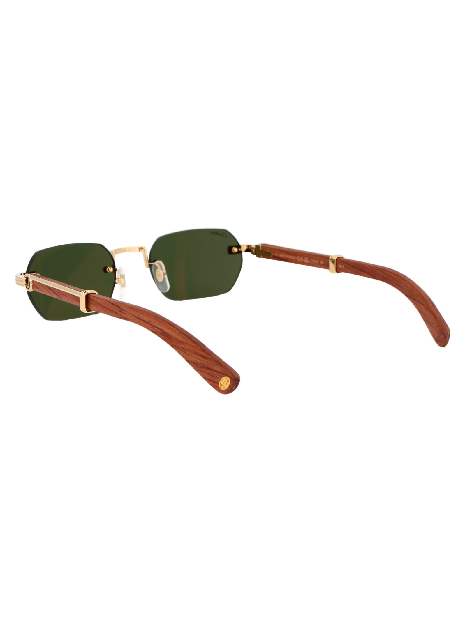 Shop Cartier Ct0362s Sunglasses In 002 Gold Brown Green