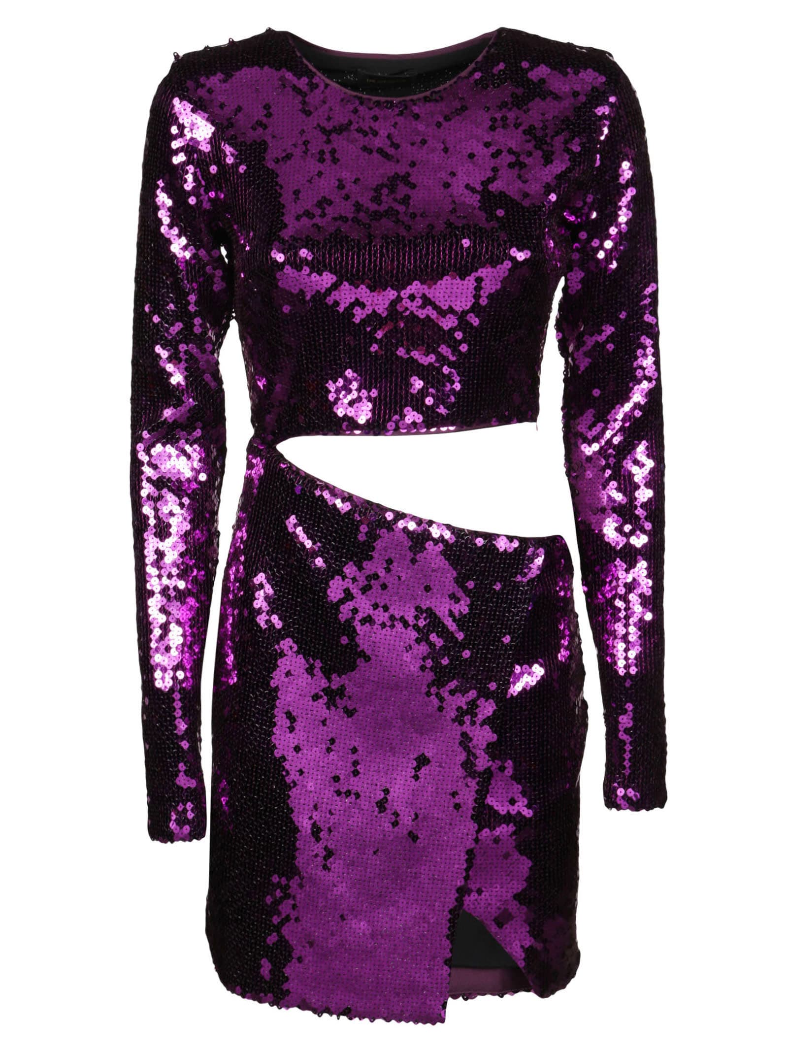 The Andamane Sequined Cut-out Asymmetric Mini Dress In Ciclamino