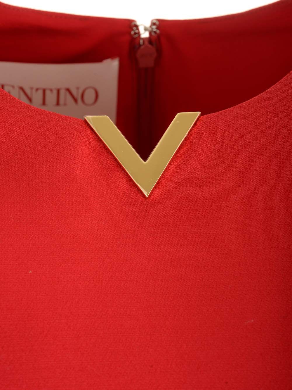 VALENTINO DRESS CREPE COUTURE SHORT SLEEVE RED 