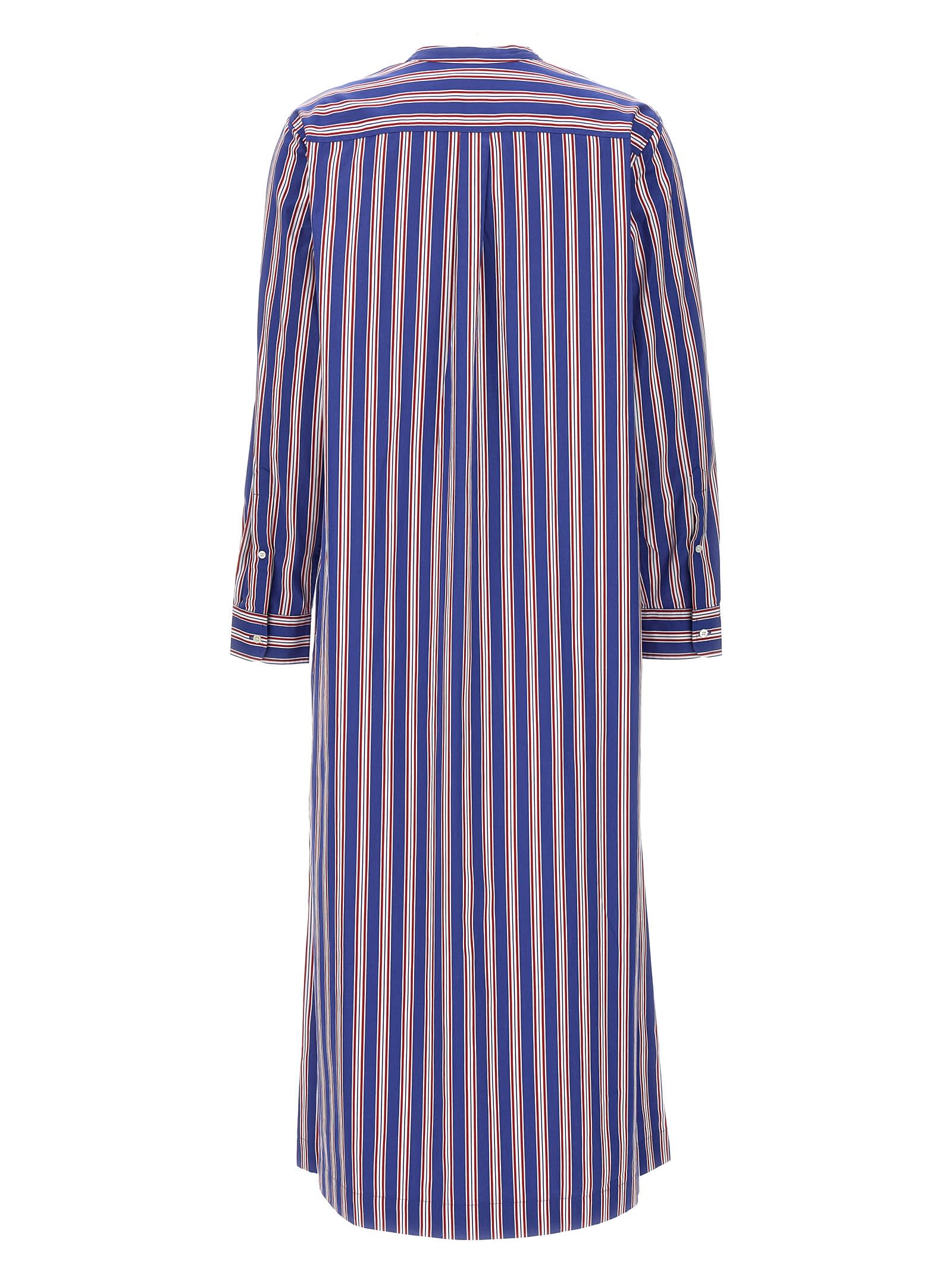 Shop Polo Ralph Lauren Striped Dress  In Blue