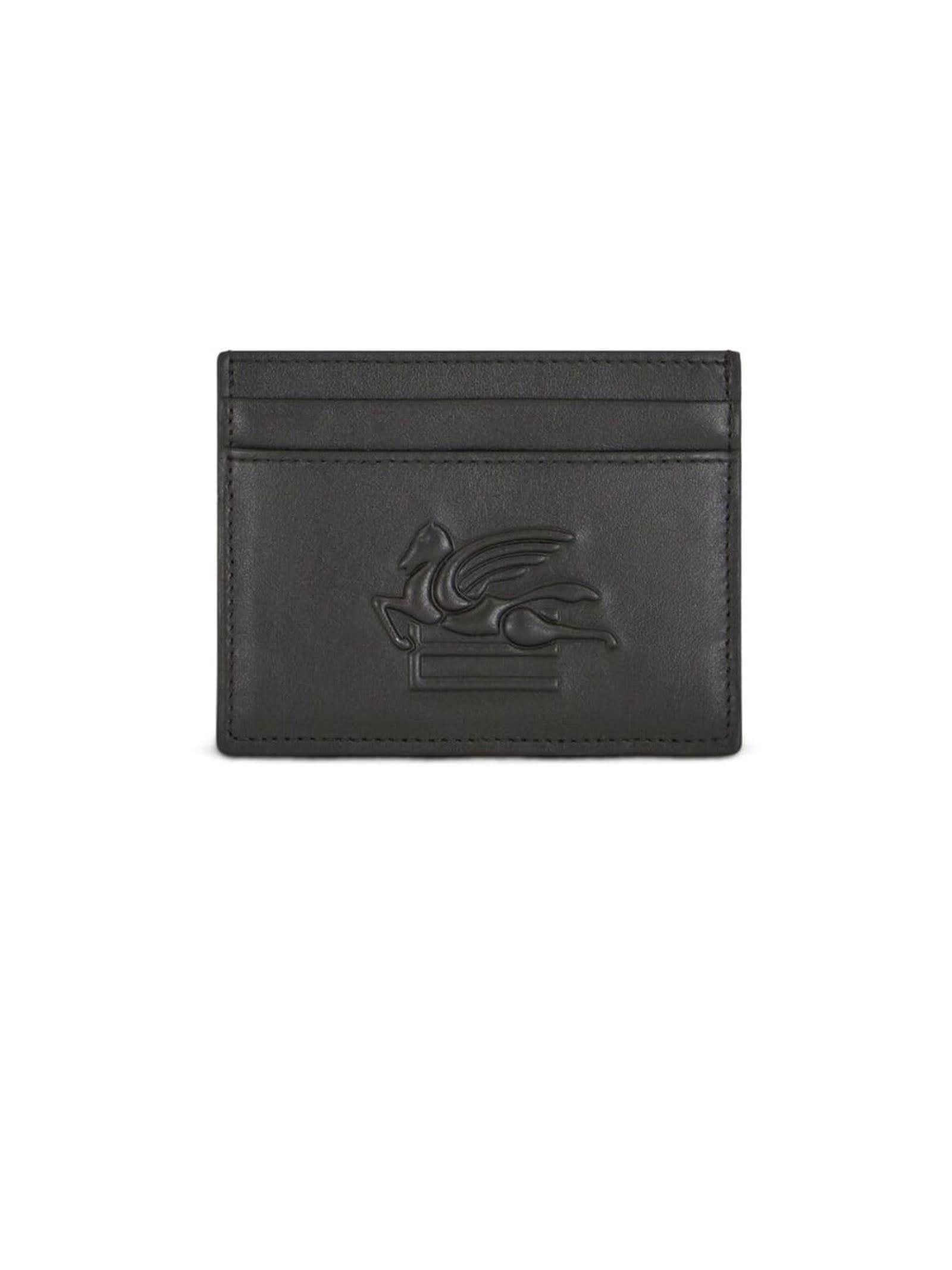 Shop Etro Black Calf Leather Cardholder In Unica
